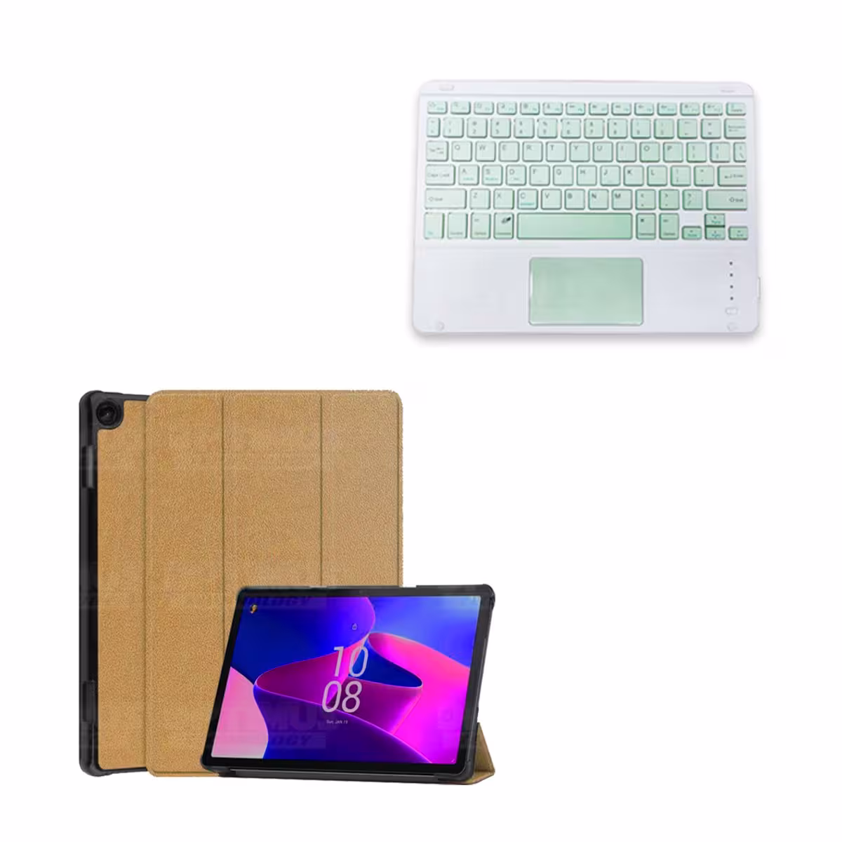 Kit Case Folio Protector + Teclado Mouse Touchpad Bluetooth para Tablet Lenovo M10 HD 3rd Generacion TB-328 2022 10.1 Pulgadas