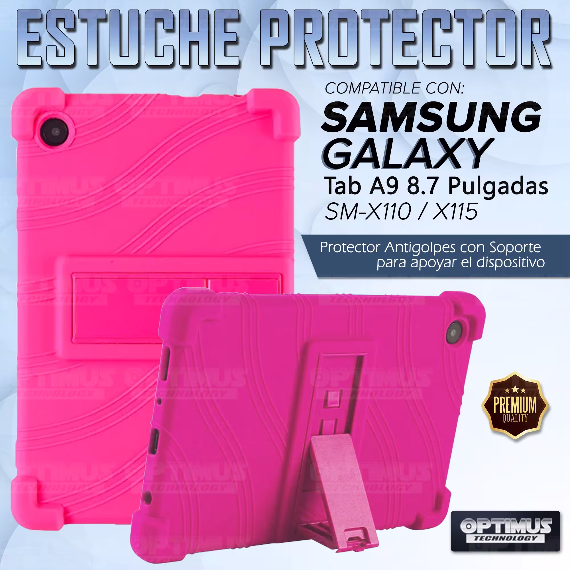 Estuche Case protector de goma para Tablet Samsung Galaxy Tab A9 8.7 Pulgadas SM-X110 / X115 Anti golpes con soporte