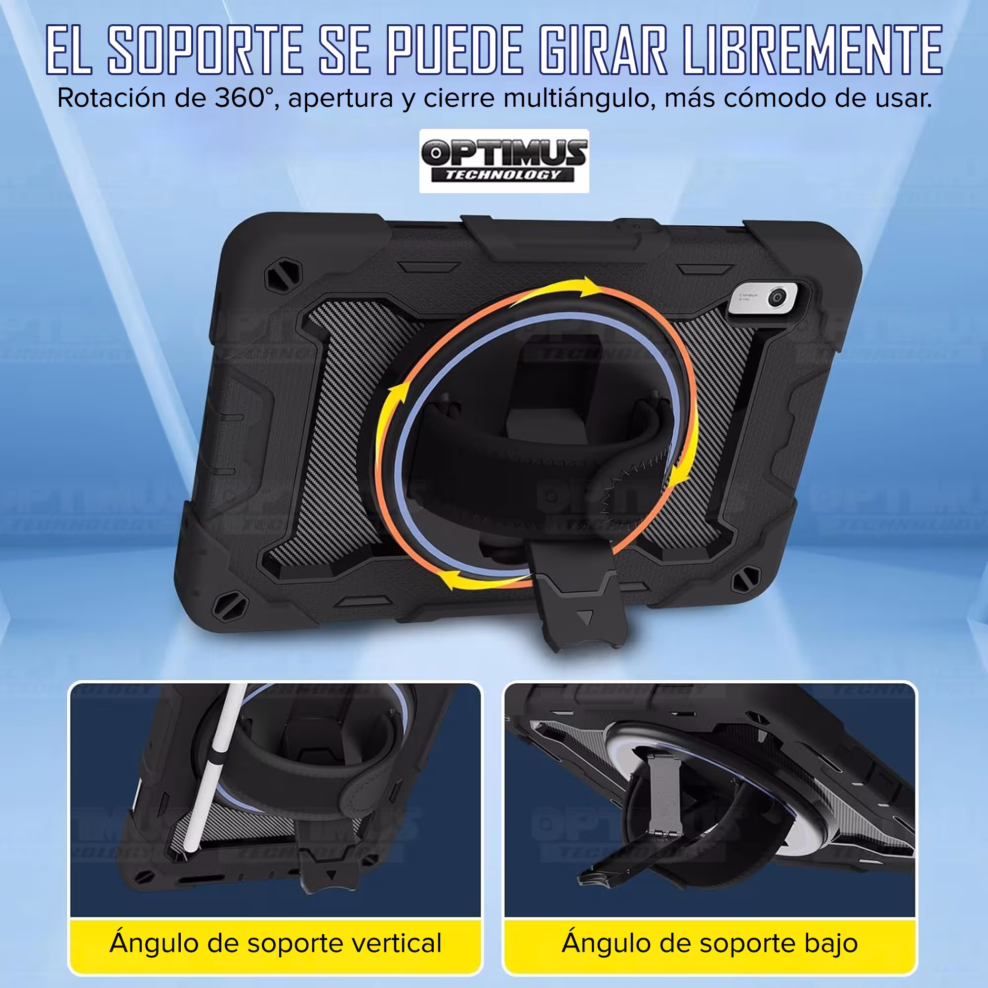 Estuche Protector con Correa y soporte giratorio 360° Tablet Lenovo Tab M9 9 Pulgadas LTE 2023 TB310FU / TB-310XU Anti golpes