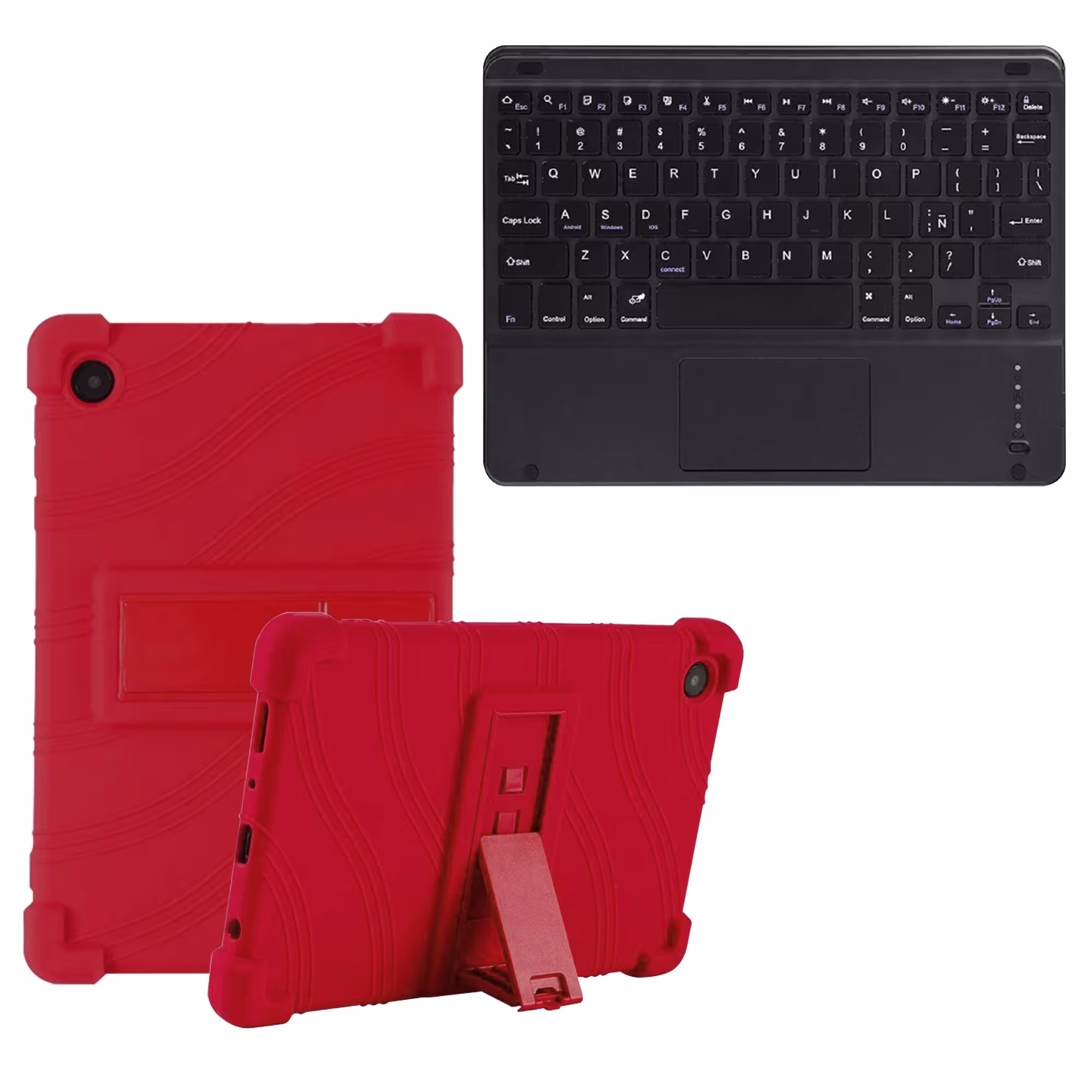 Kit Case Estuche Protector Antigolpes + Teclado Touchpad Bluetooth para Tablet Samsung Galaxy Tab A9 8.7 Pulgadas SM-X110 / X115