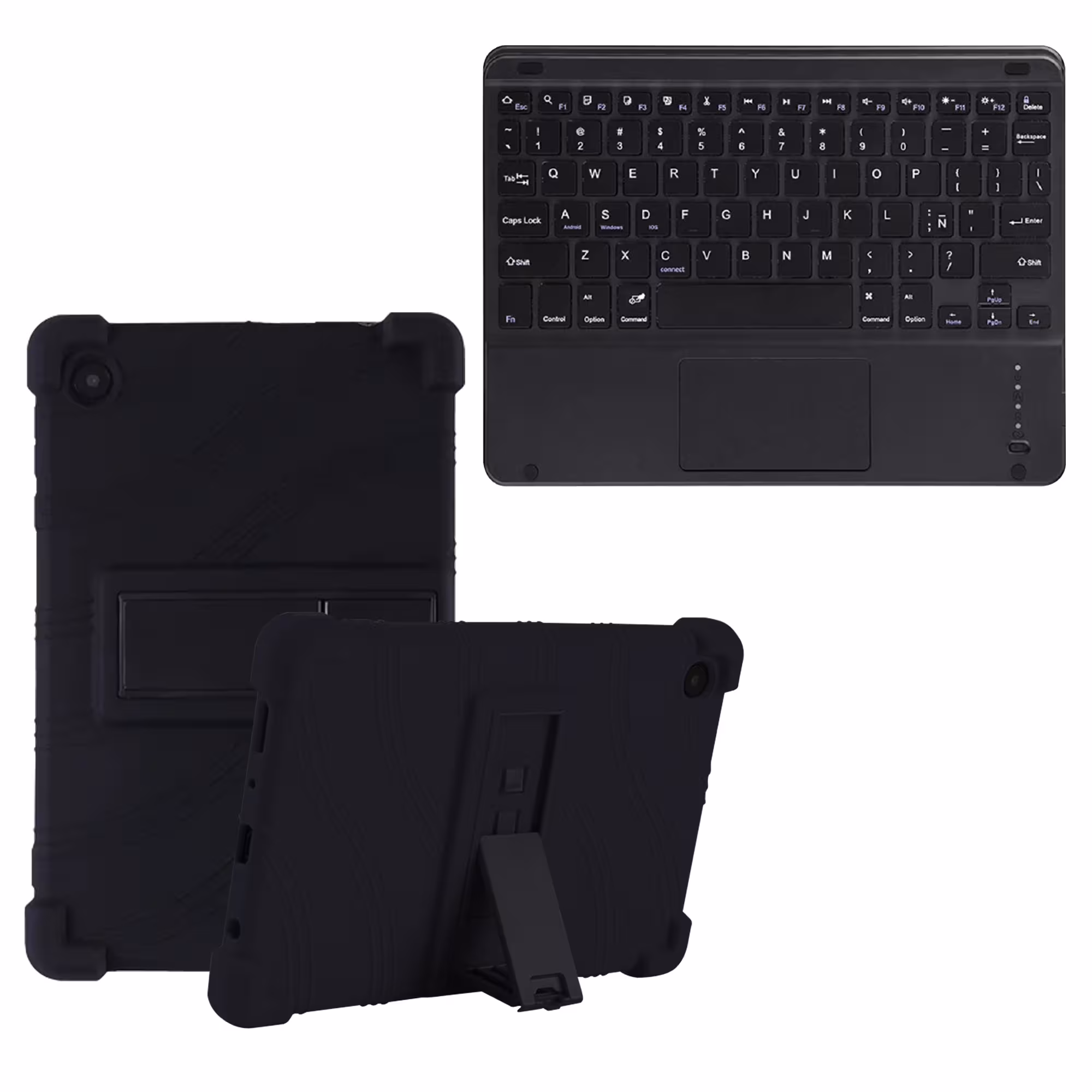 Kit Case Estuche Protector Antigolpes + Teclado Touchpad Bluetooth para Tablet Samsung Galaxy Tab A9 8.7 Pulgadas SM-X110 / X115