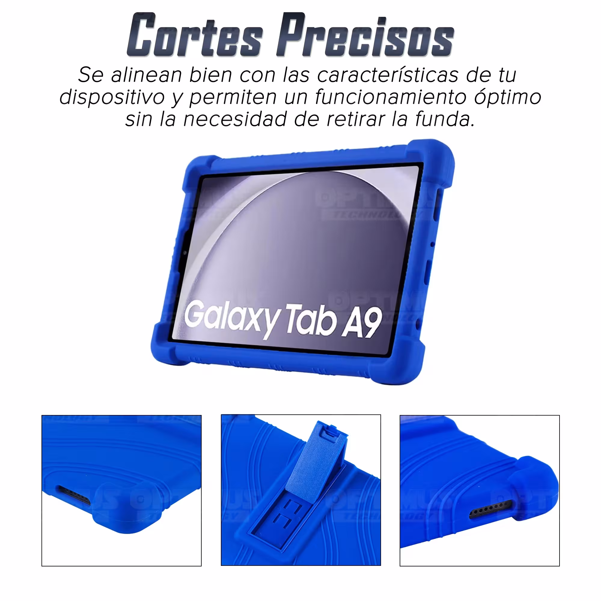 Kit Vidrio templado + Estuche Protector Goma + Teclado Bluetooth Tablet Samsung Galaxy Tab A9 8.7 Pulgadas SM-X110 / X115