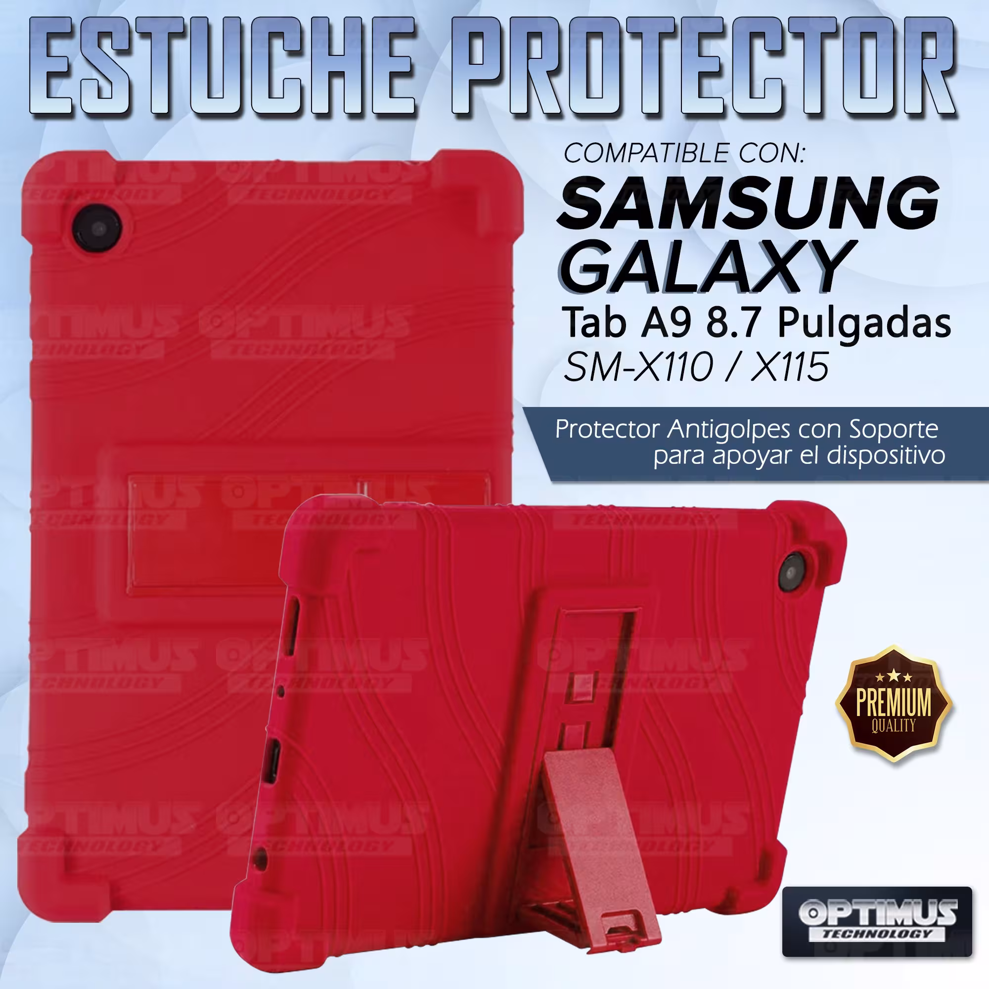 Kit Vidrio templado + Estuche Protector + Teclado Touchpad Bluetooth Tablet Samsung Galaxy Tab A9 8.7 Pulgadas SM-X110 / X115