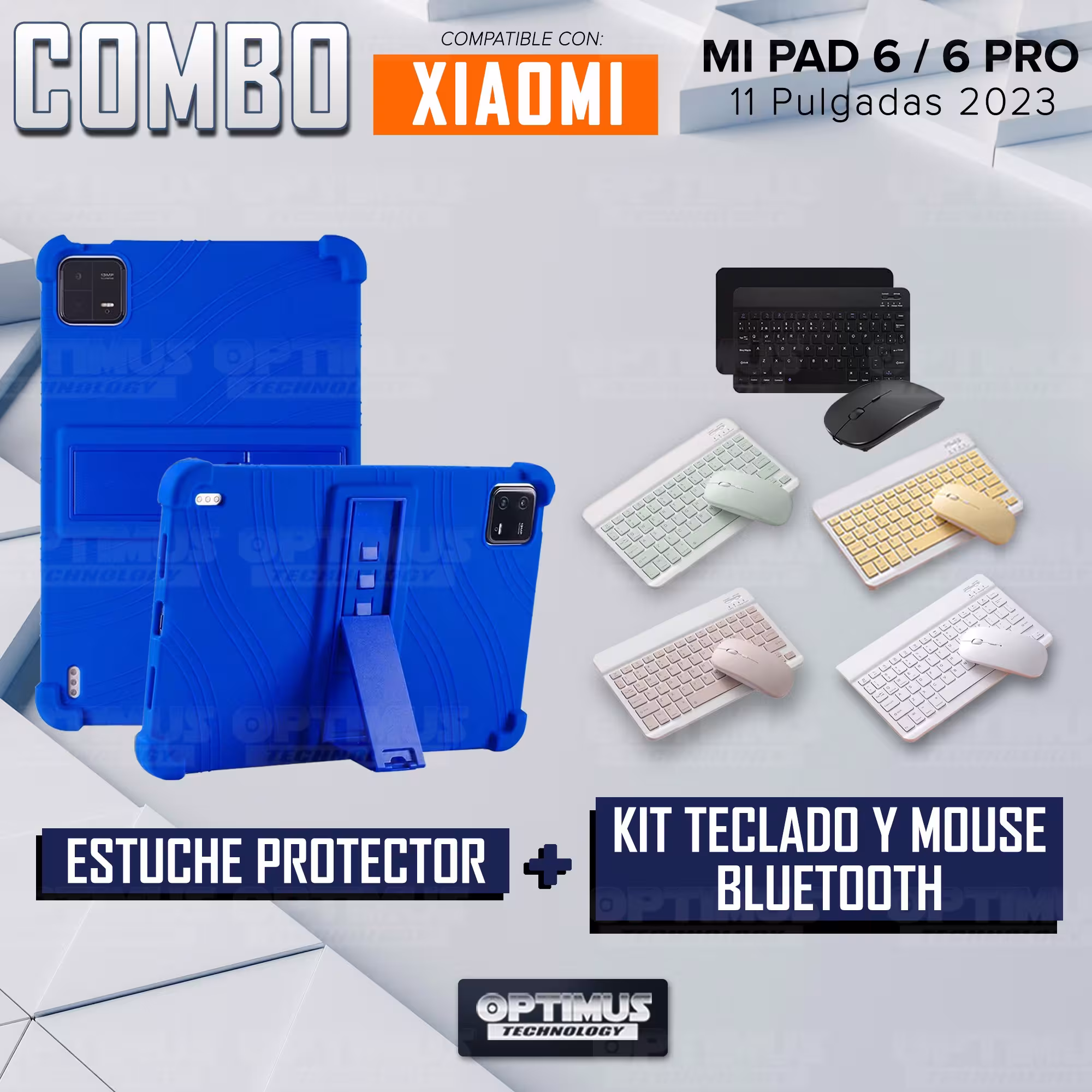 Kit Case Forro Protector Antigolpes + Teclado y Mouse Bluetooth para Tablet Xiaomi Mi Pad 6 / Mi Pad 6 Pro 2023 11 Pulgadas