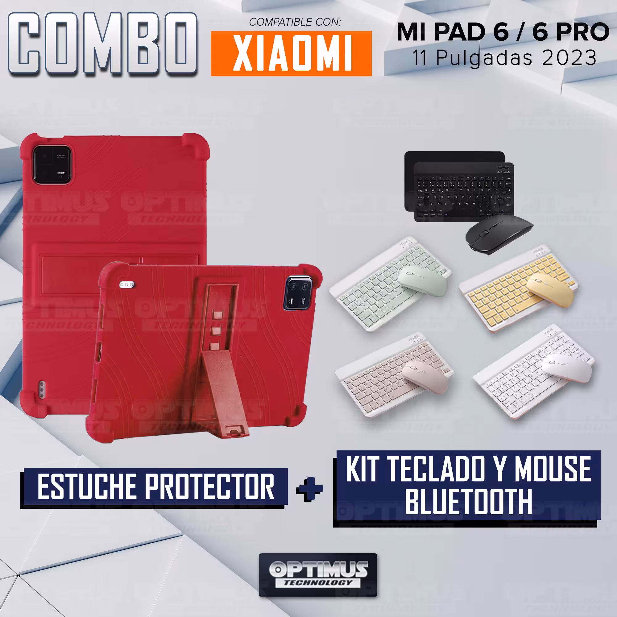 Kit Case Forro Protector Antigolpes + Teclado y Mouse Bluetooth para Tablet Xiaomi Mi Pad 6 / Mi Pad 6 Pro 2023 11 Pulgadas