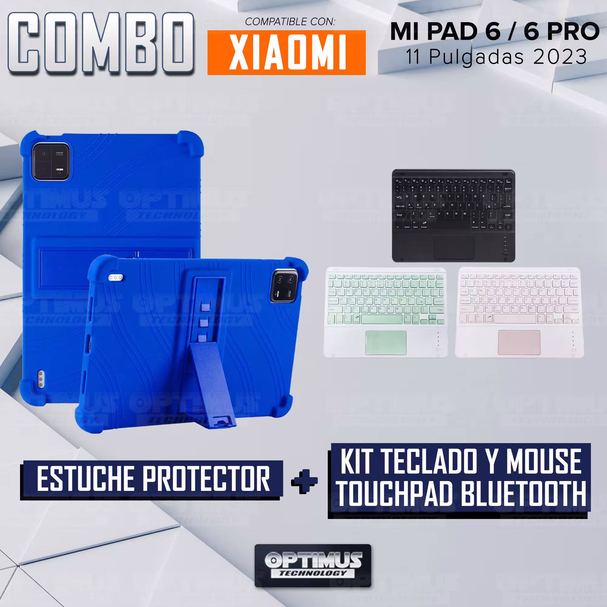 Kit Case Estuche Protector Antigolpes + Teclado Touchpad Bluetooth para Tablet Xiaomi Mi Pad 6 / Mi Pad 6 Pro 2023 11 Pulgadas
