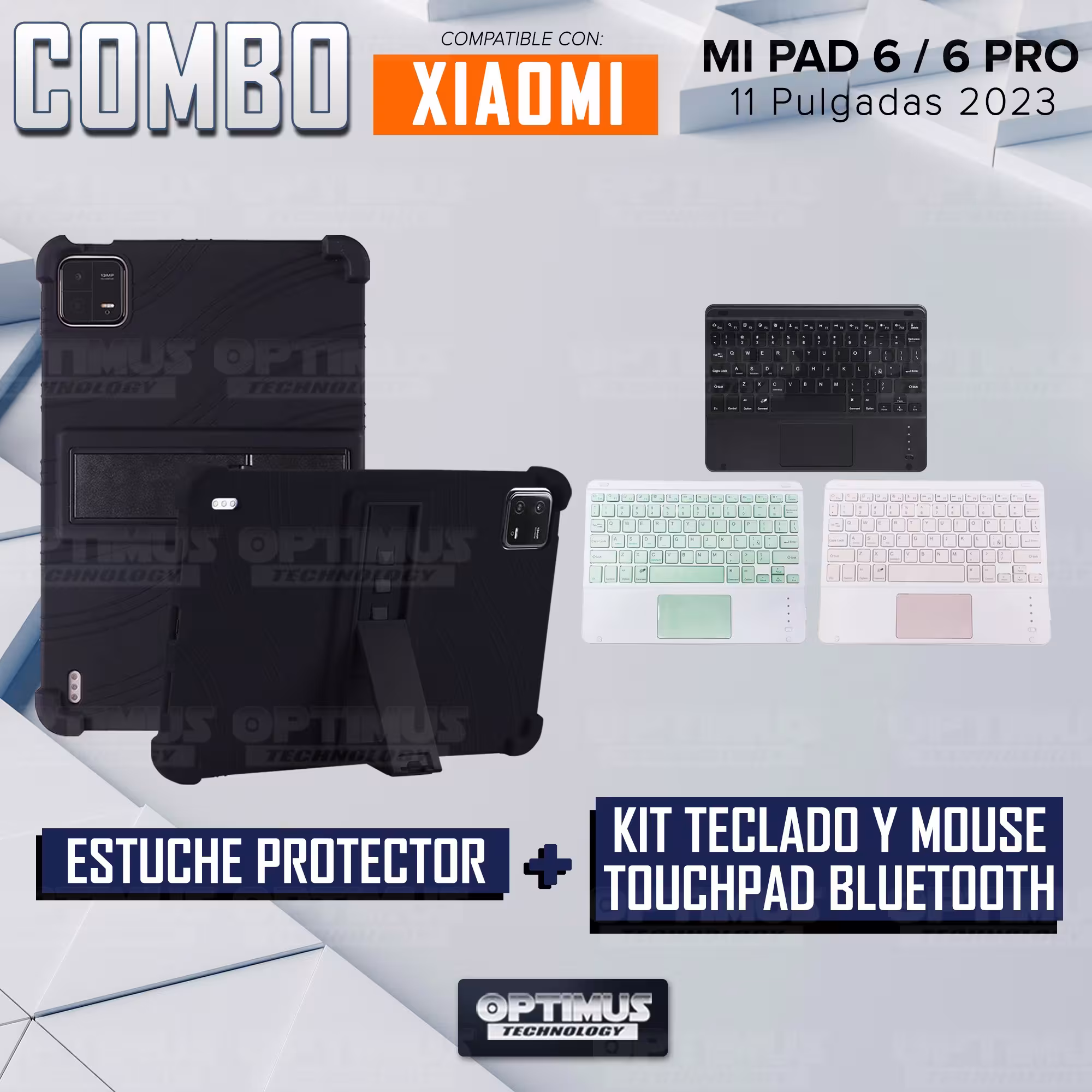 Kit Case Estuche Protector Antigolpes + Teclado Touchpad Bluetooth para Tablet Xiaomi Mi Pad 6 / Mi Pad 6 Pro 2023 11 Pulgadas