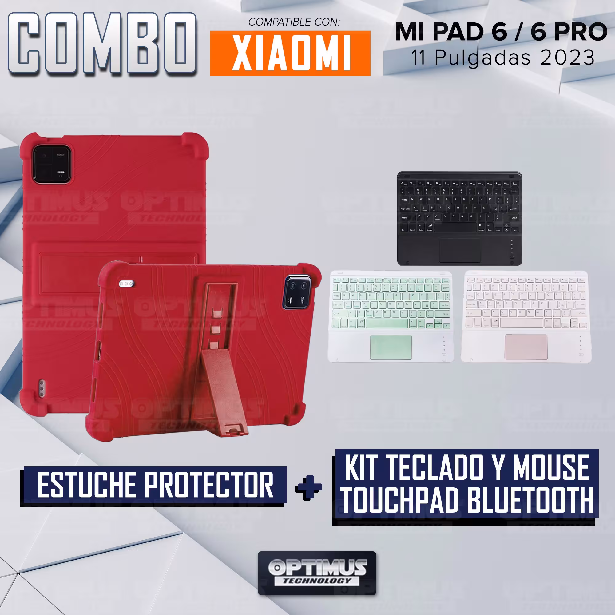 Kit Case Estuche Protector Antigolpes + Teclado Touchpad Bluetooth para Tablet Xiaomi Mi Pad 6 / Mi Pad 6 Pro 2023 11 Pulgadas