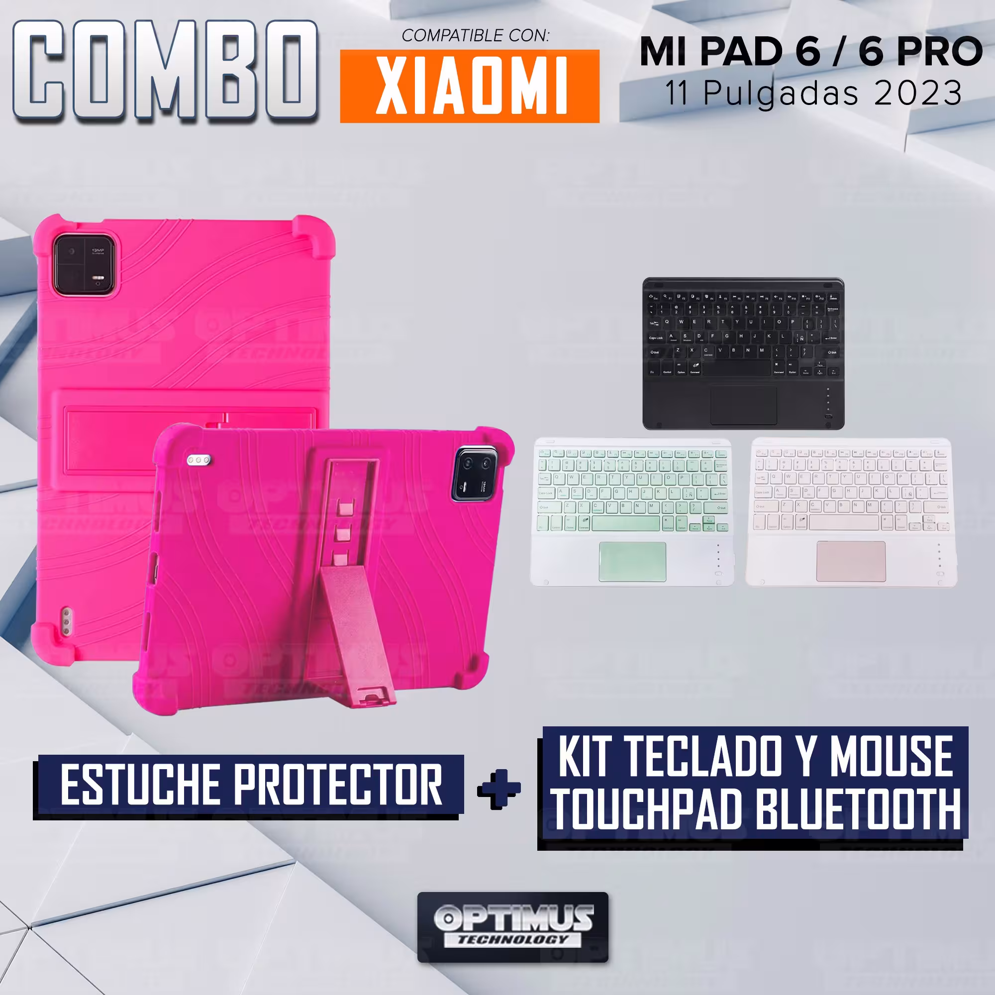 Kit Case Estuche Protector Antigolpes + Teclado Touchpad Bluetooth para Tablet Xiaomi Mi Pad 6 / Mi Pad 6 Pro 2023 11 Pulgadas