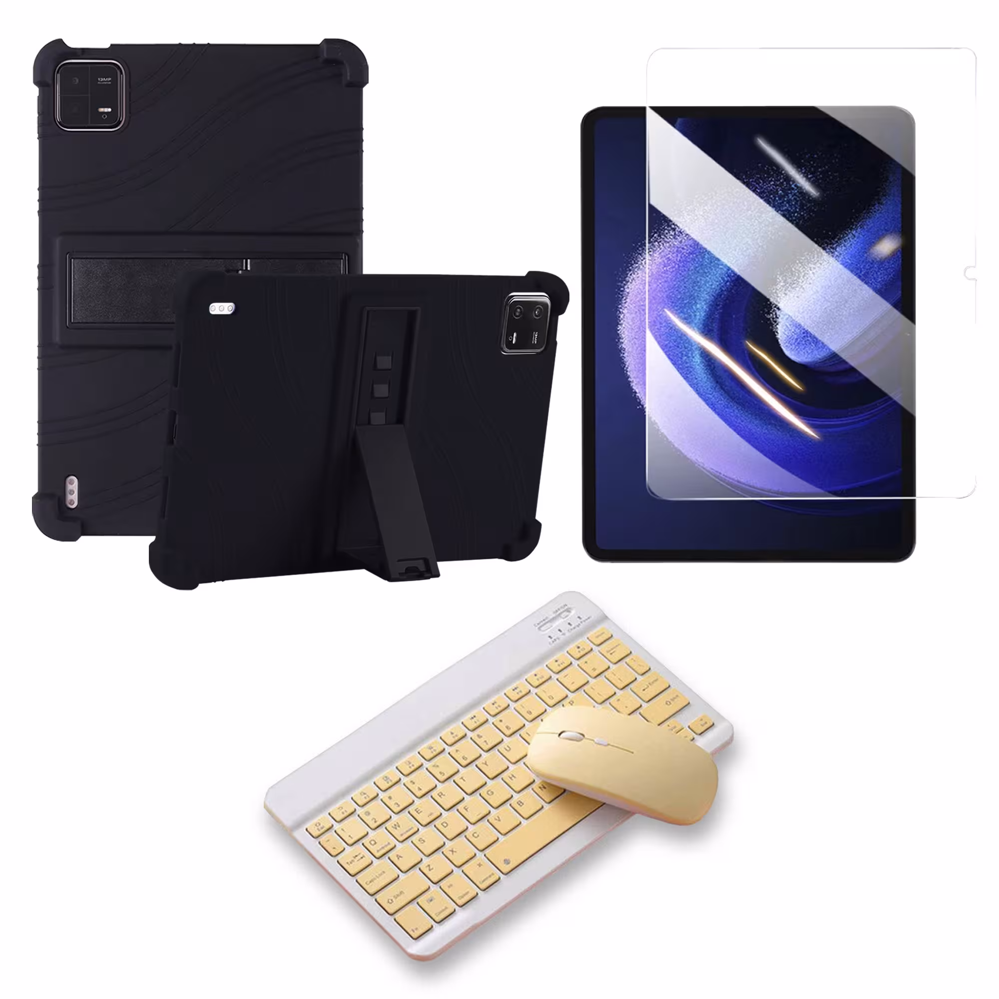 Kit Vidrio templado + Estuche Protector Goma + Teclado Bluetooth Tablet Xiaomi Mi Pad 6 / Mi Pad 6 Pro 2023 11 Pulgadas