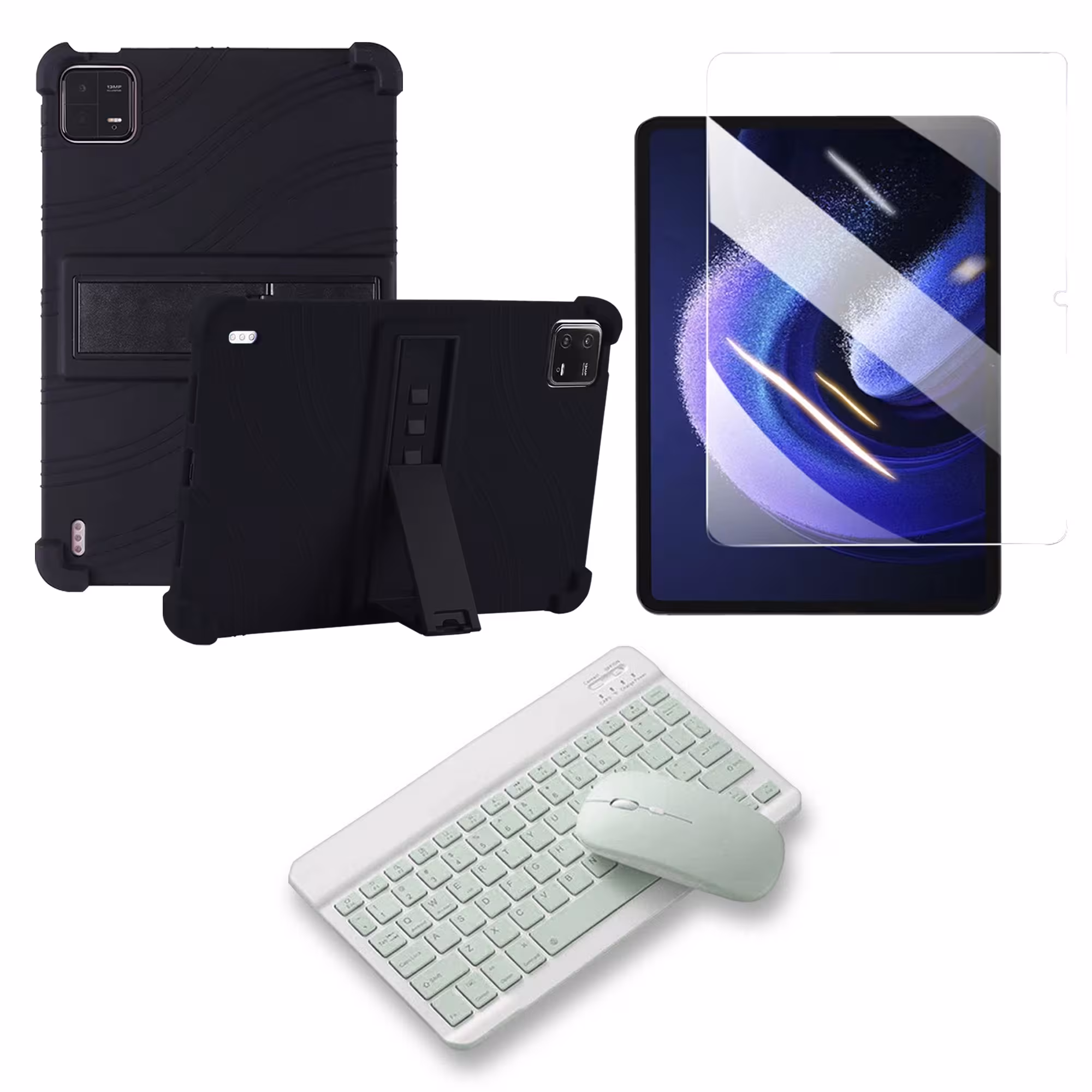 Kit Vidrio templado + Estuche Protector Goma + Teclado Bluetooth Tablet Xiaomi Mi Pad 6 / Mi Pad 6 Pro 2023 11 Pulgadas
