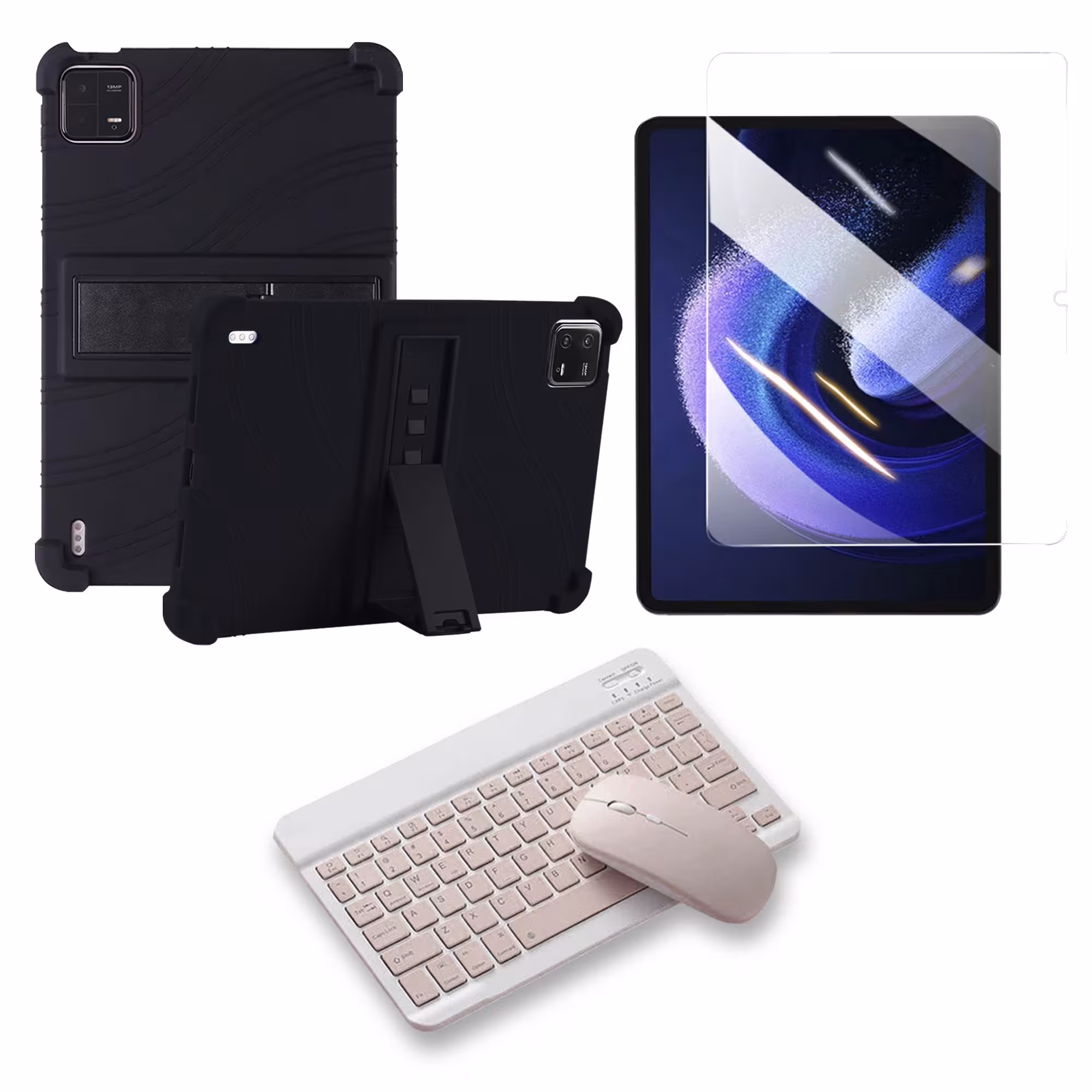 Kit Vidrio templado + Estuche Protector Goma + Teclado Bluetooth Tablet Xiaomi Mi Pad 6 / Mi Pad 6 Pro 2023 11 Pulgadas