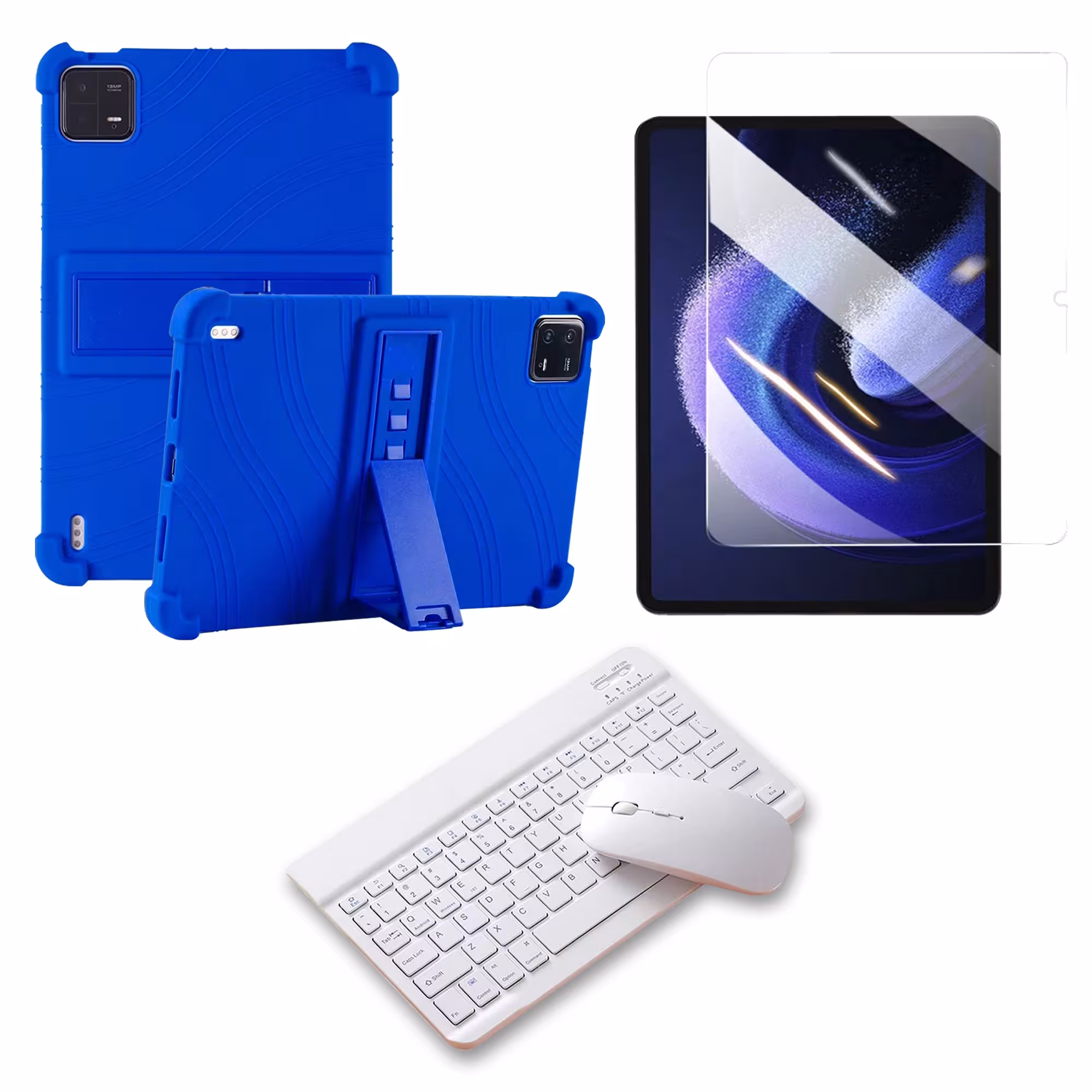 Kit Vidrio templado + Estuche Protector Goma + Teclado Bluetooth Tablet Xiaomi Mi Pad 6 / Mi Pad 6 Pro 2023 11 Pulgadas