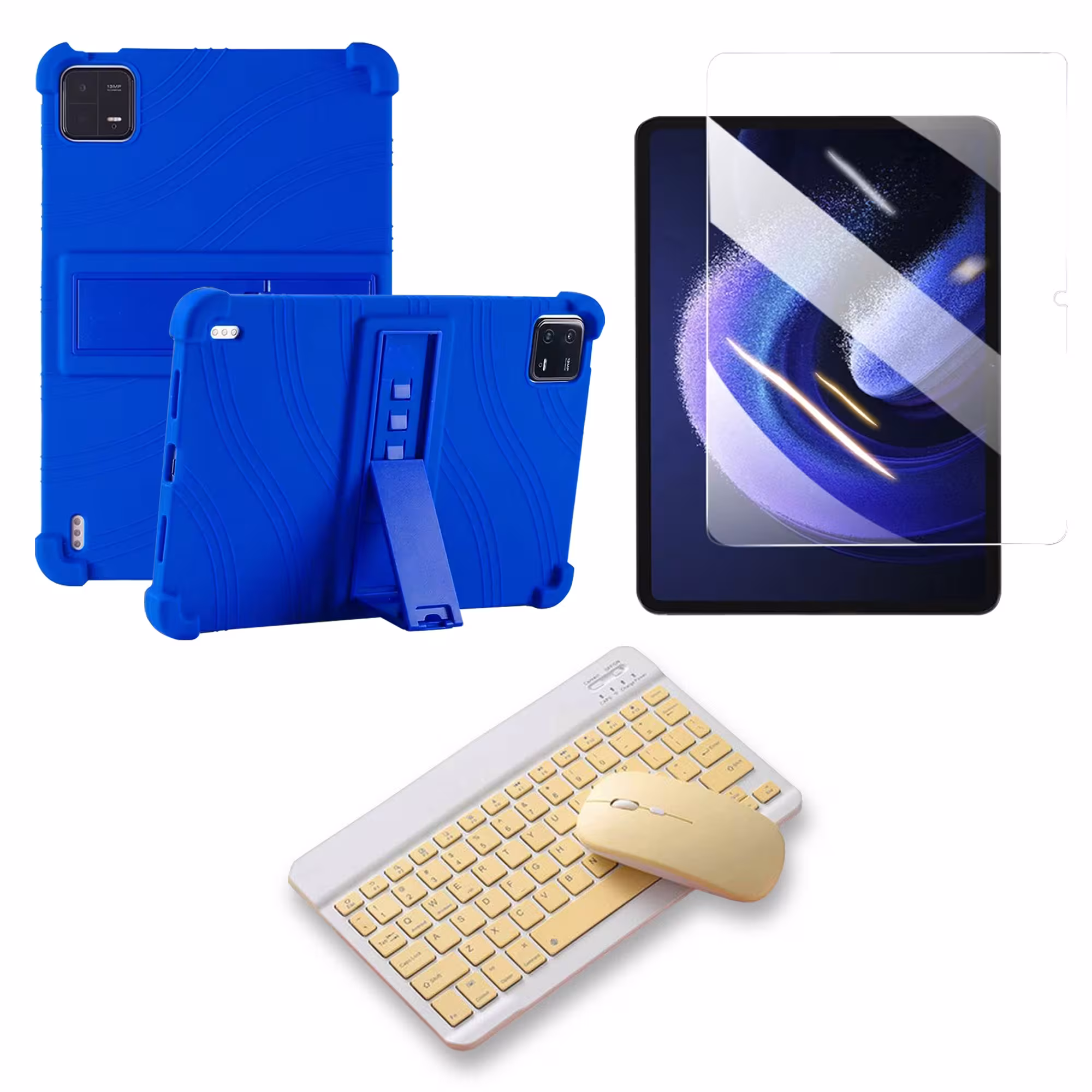 Kit Vidrio templado + Estuche Protector Goma + Teclado Bluetooth Tablet Xiaomi Mi Pad 6 / Mi Pad 6 Pro 2023 11 Pulgadas
