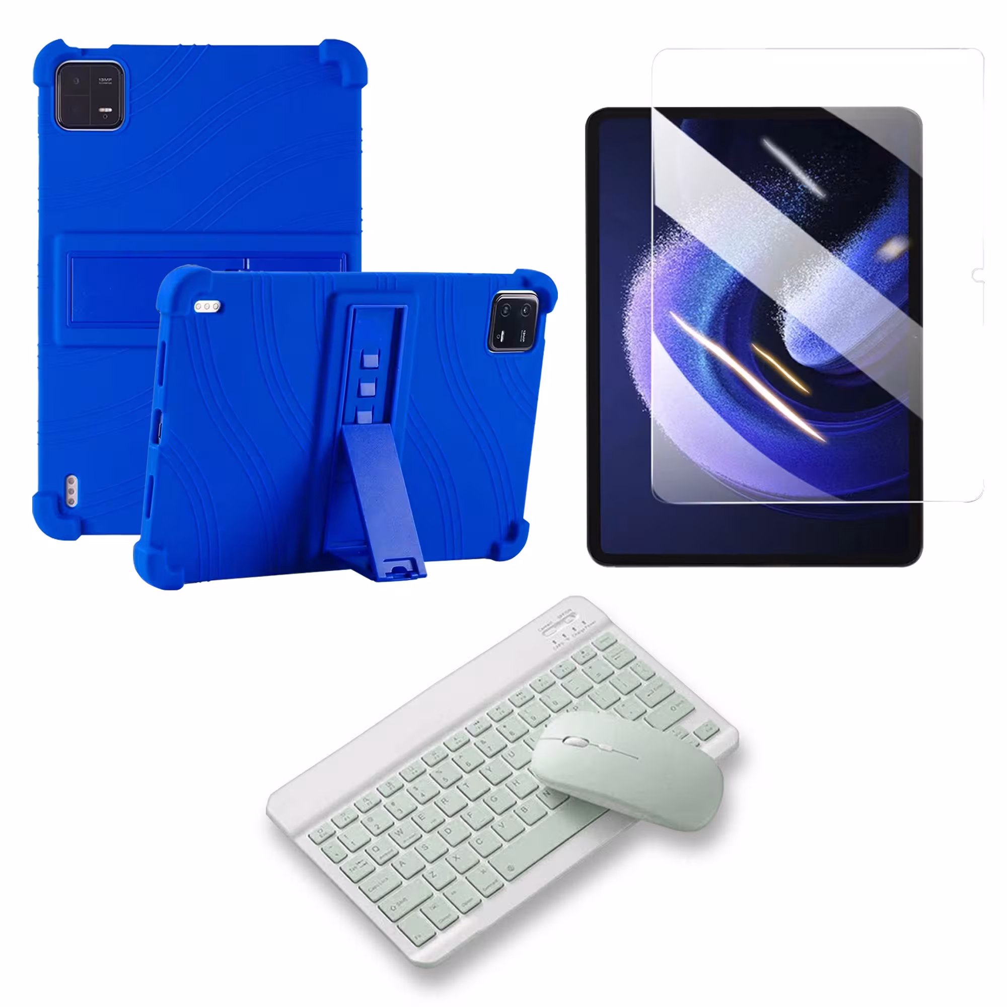 Kit Vidrio templado + Estuche Protector Goma + Teclado Bluetooth Tablet Xiaomi Mi Pad 6 / Mi Pad 6 Pro 2023 11 Pulgadas