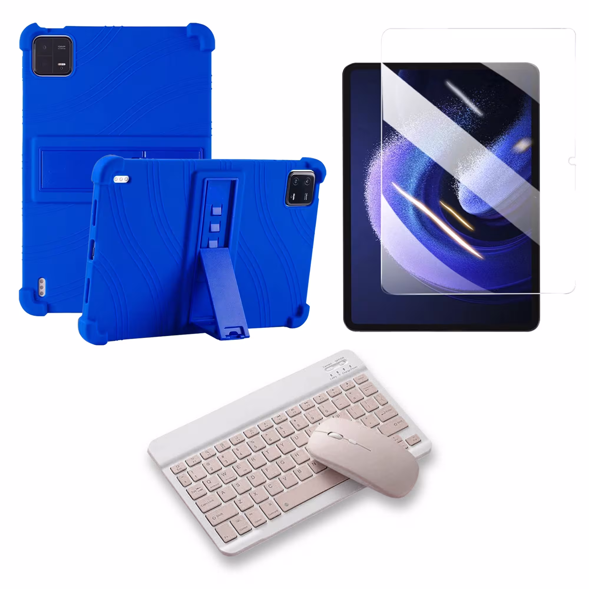 Kit Vidrio templado + Estuche Protector Goma + Teclado Bluetooth Tablet Xiaomi Mi Pad 6 / Mi Pad 6 Pro 2023 11 Pulgadas