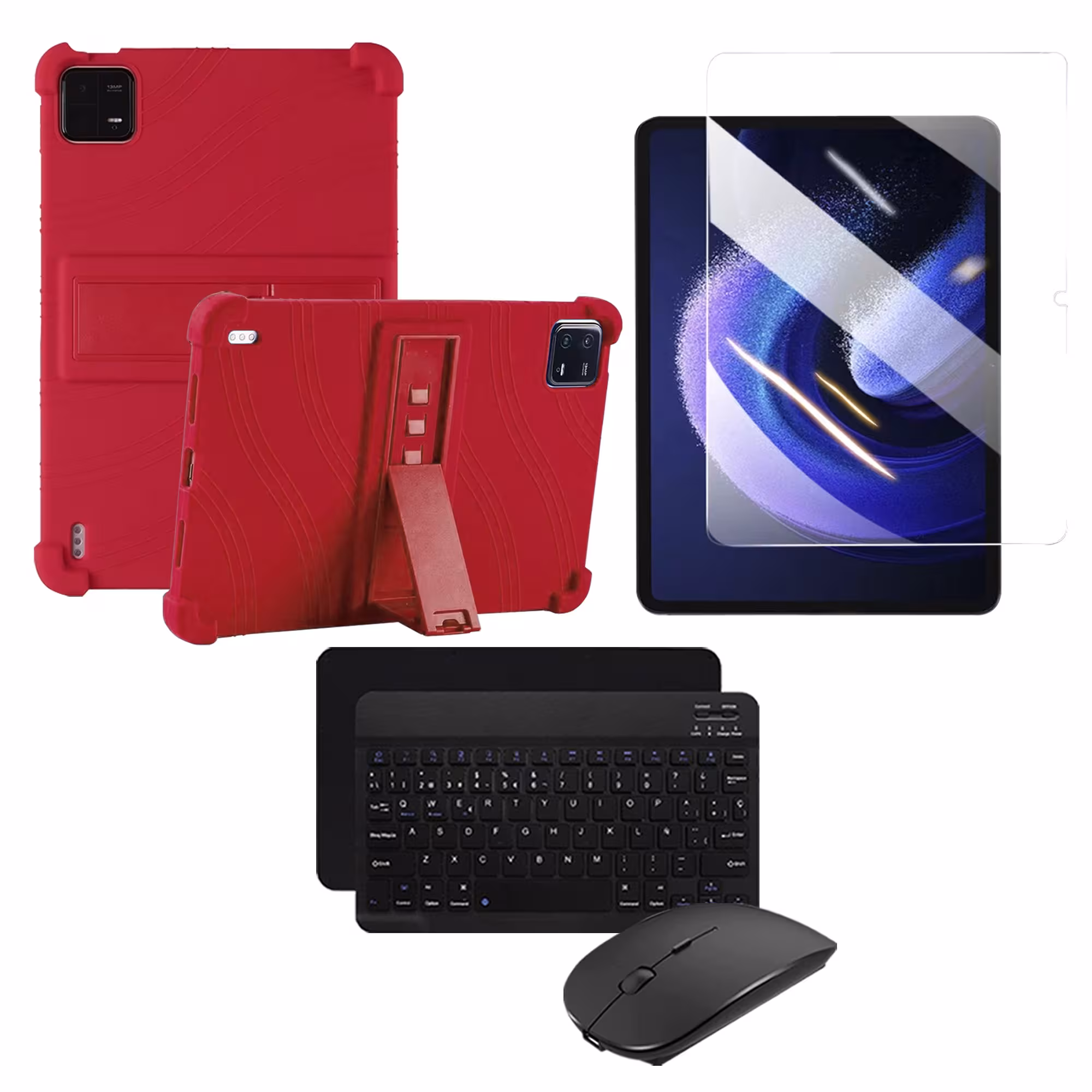 Kit Vidrio templado + Estuche Protector Goma + Teclado Bluetooth Tablet Xiaomi Mi Pad 6 / Mi Pad 6 Pro 2023 11 Pulgadas