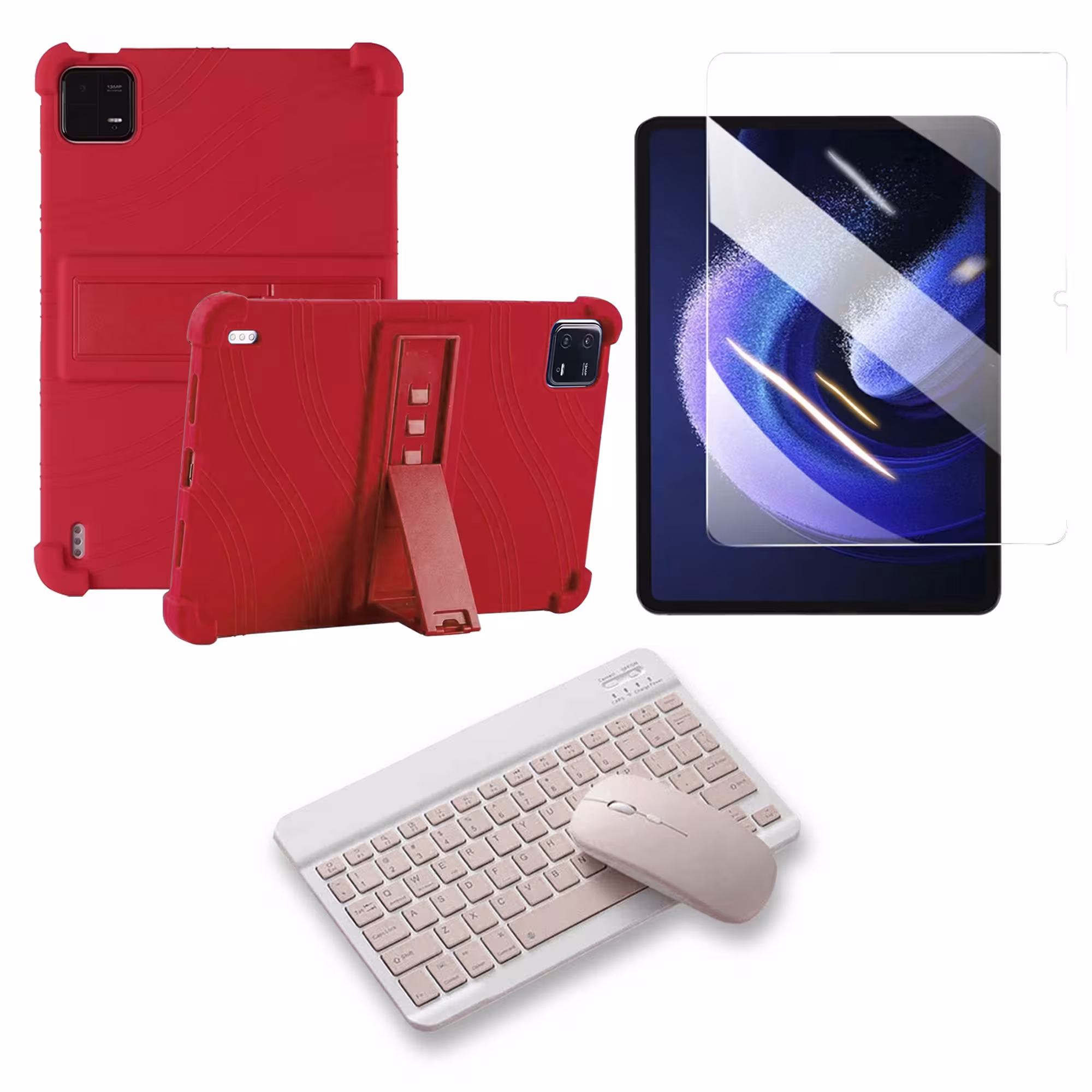 Kit Vidrio templado + Estuche Protector Goma + Teclado Bluetooth Tablet Xiaomi Mi Pad 6 / Mi Pad 6 Pro 2023 11 Pulgadas