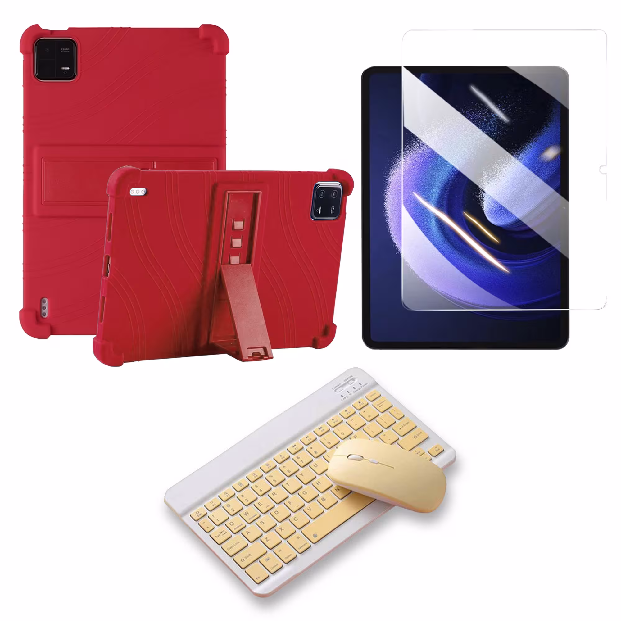 Kit Vidrio templado + Estuche Protector Goma + Teclado Bluetooth Tablet Xiaomi Mi Pad 6 / Mi Pad 6 Pro 2023 11 Pulgadas