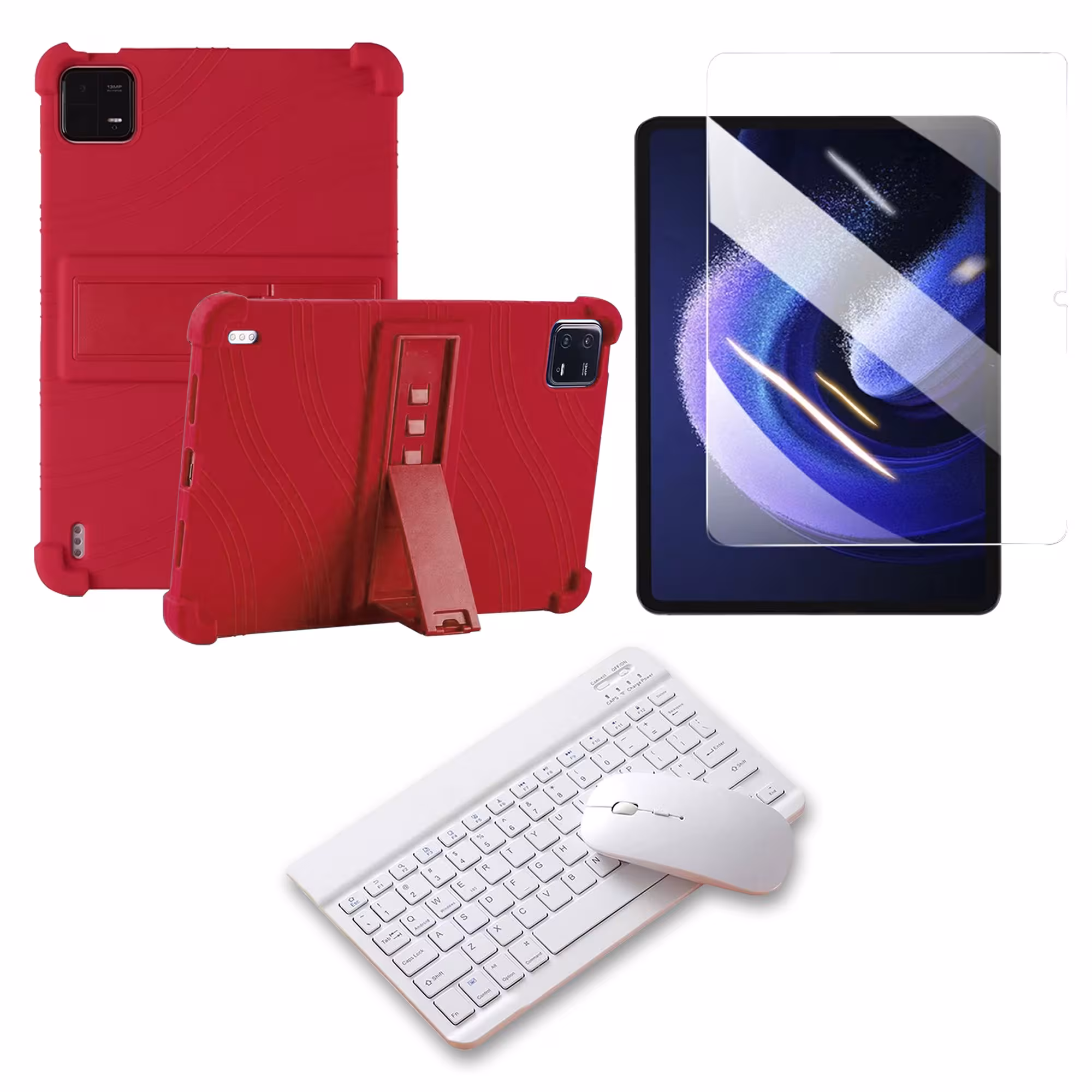 Kit Vidrio templado + Estuche Protector Goma + Teclado Bluetooth Tablet Xiaomi Mi Pad 6 / Mi Pad 6 Pro 2023 11 Pulgadas