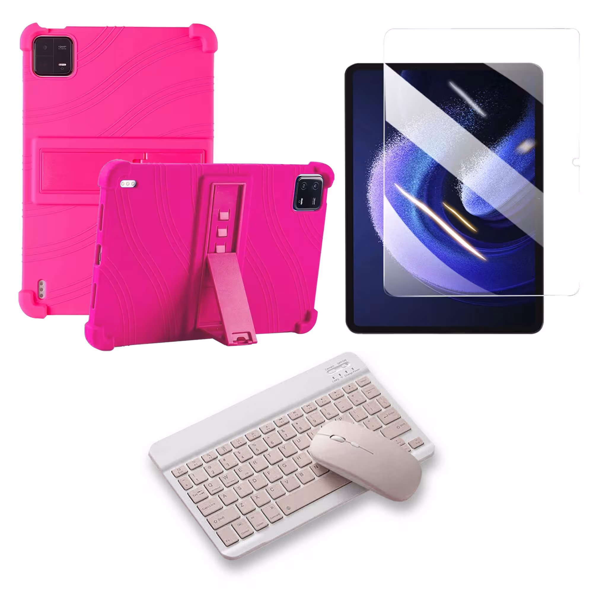 Kit Vidrio templado + Estuche Protector Goma + Teclado Bluetooth Tablet Xiaomi Mi Pad 6 / Mi Pad 6 Pro 2023 11 Pulgadas