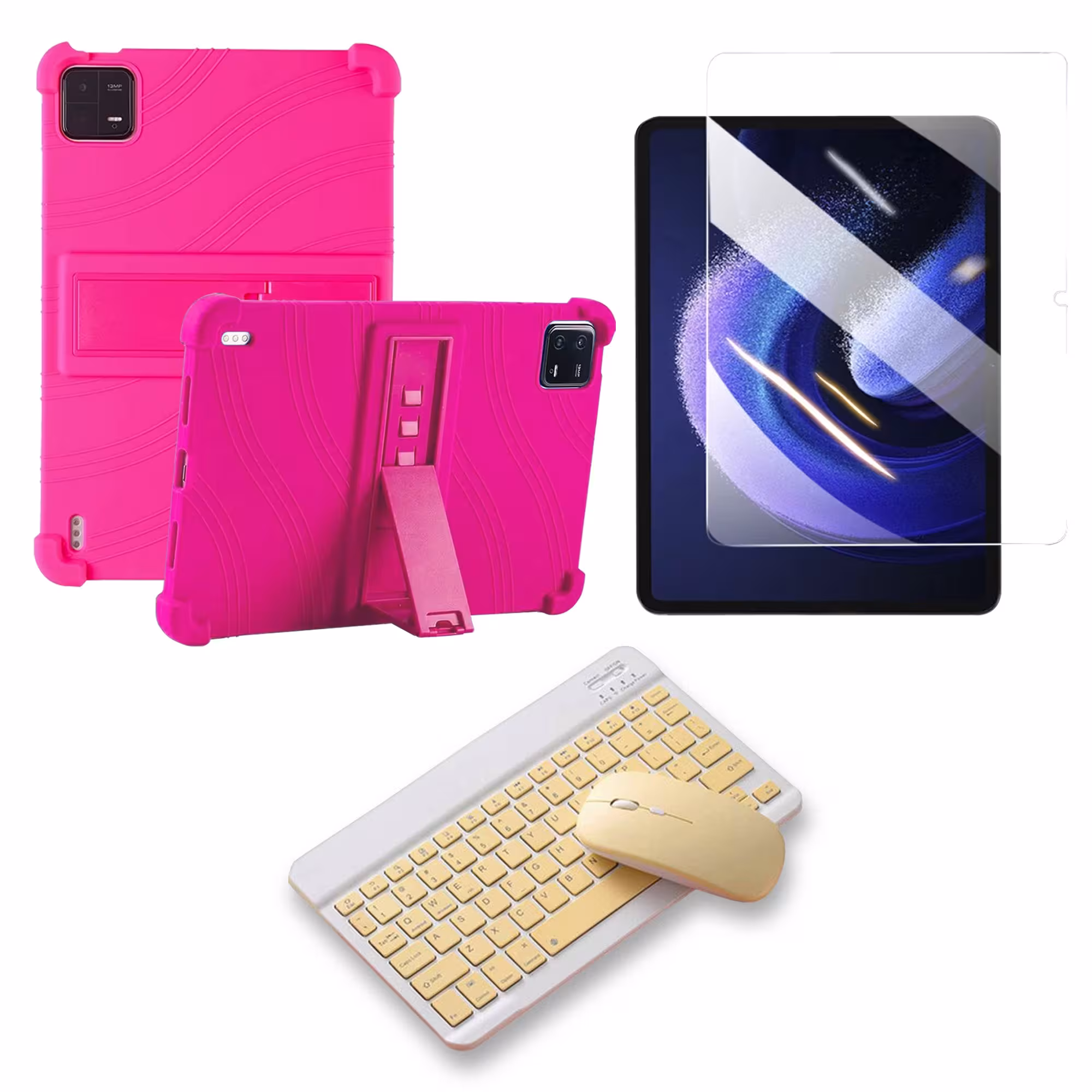 Kit Vidrio templado + Estuche Protector Goma + Teclado Bluetooth Tablet Xiaomi Mi Pad 6 / Mi Pad 6 Pro 2023 11 Pulgadas