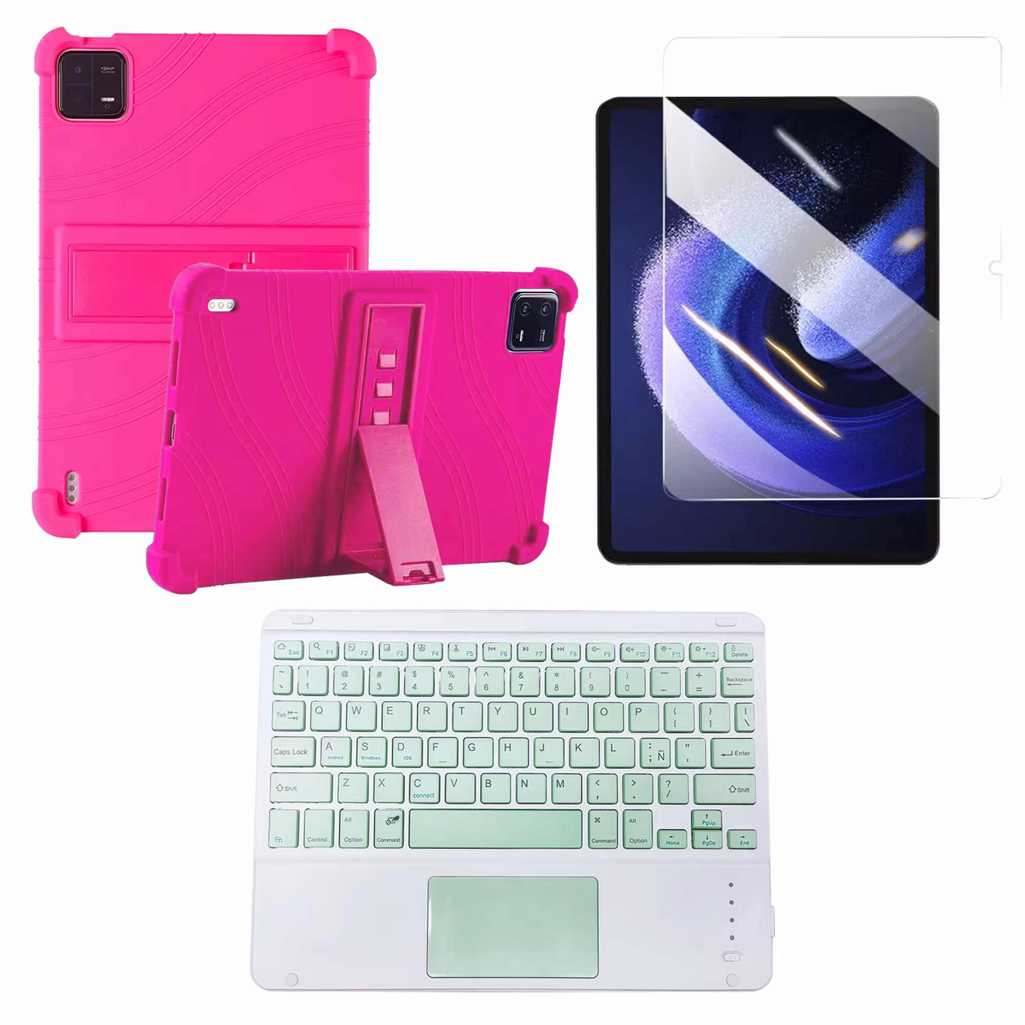 Kit Vidrio templado + Estuche Protector + Teclado Touchpad Bluetooth Tablet Xiaomi Mi Pad 6 / Mi Pad 6 Pro 2023 11 Pulgadas