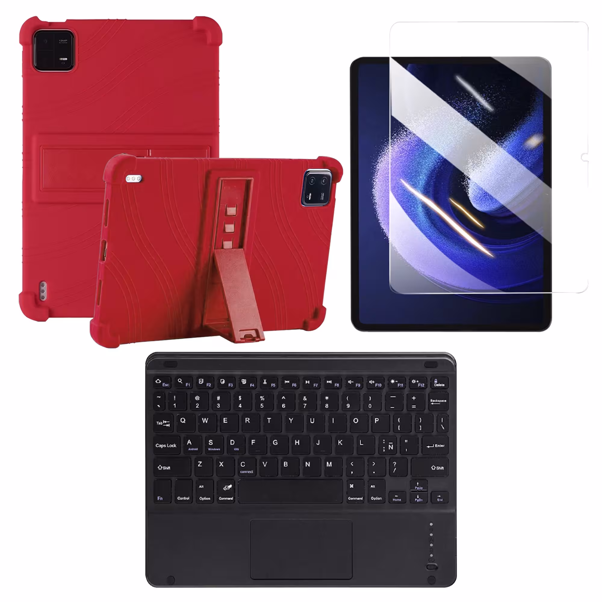 Kit Vidrio templado + Estuche Protector + Teclado Touchpad Bluetooth Tablet Xiaomi Mi Pad 6 / Mi Pad 6 Pro 2023 11 Pulgadas