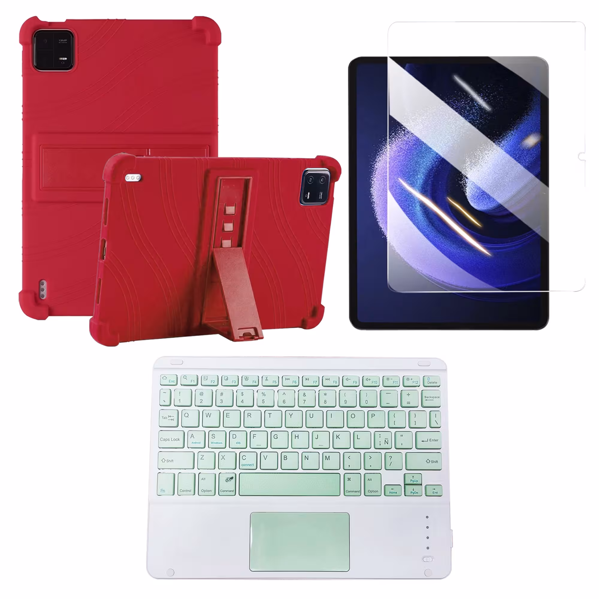 Kit Vidrio templado + Estuche Protector + Teclado Touchpad Bluetooth Tablet Xiaomi Mi Pad 6 / Mi Pad 6 Pro 2023 11 Pulgadas