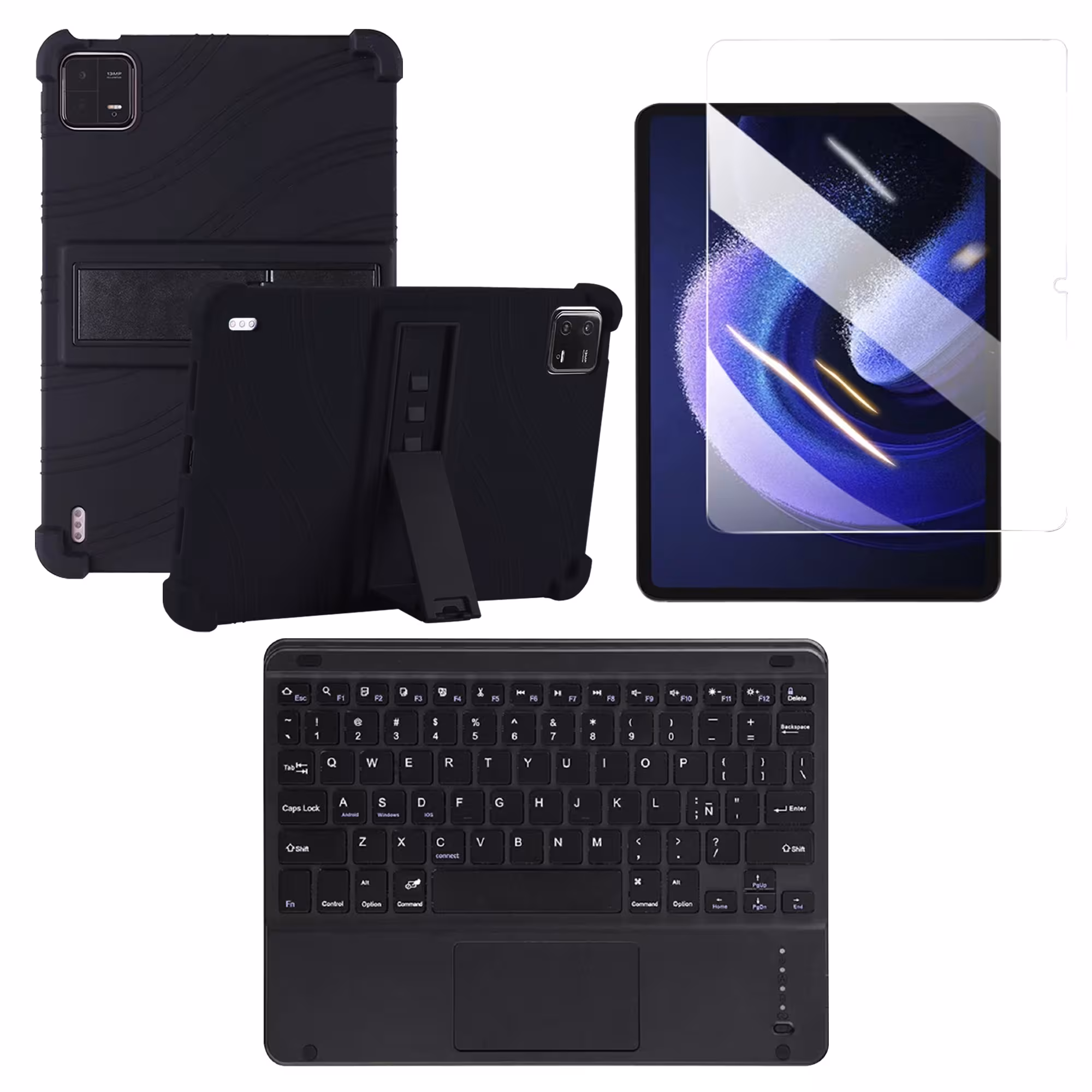 Kit Vidrio templado + Estuche Protector + Teclado Touchpad Bluetooth Tablet Xiaomi Mi Pad 6 / Mi Pad 6 Pro 2023 11 Pulgadas