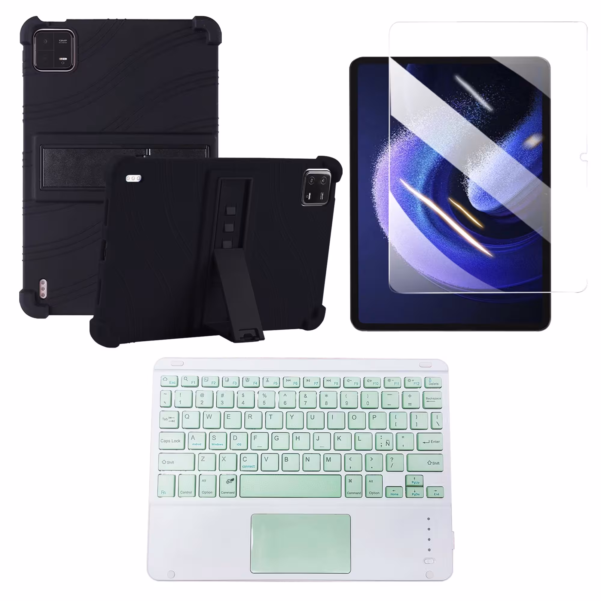 Kit Vidrio templado + Estuche Protector + Teclado Touchpad Bluetooth Tablet Xiaomi Mi Pad 6 / Mi Pad 6 Pro 2023 11 Pulgadas