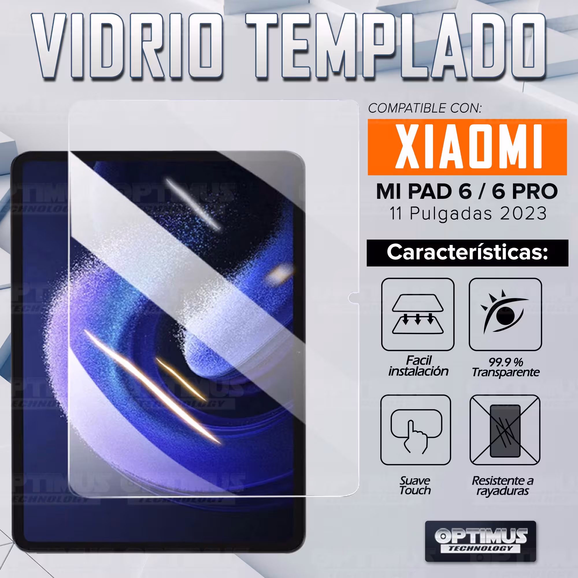 Kit Vidrio templado + Estuche Protector + Teclado Touchpad Bluetooth Tablet Xiaomi Mi Pad 6 / Mi Pad 6 Pro 2023 11 Pulgadas