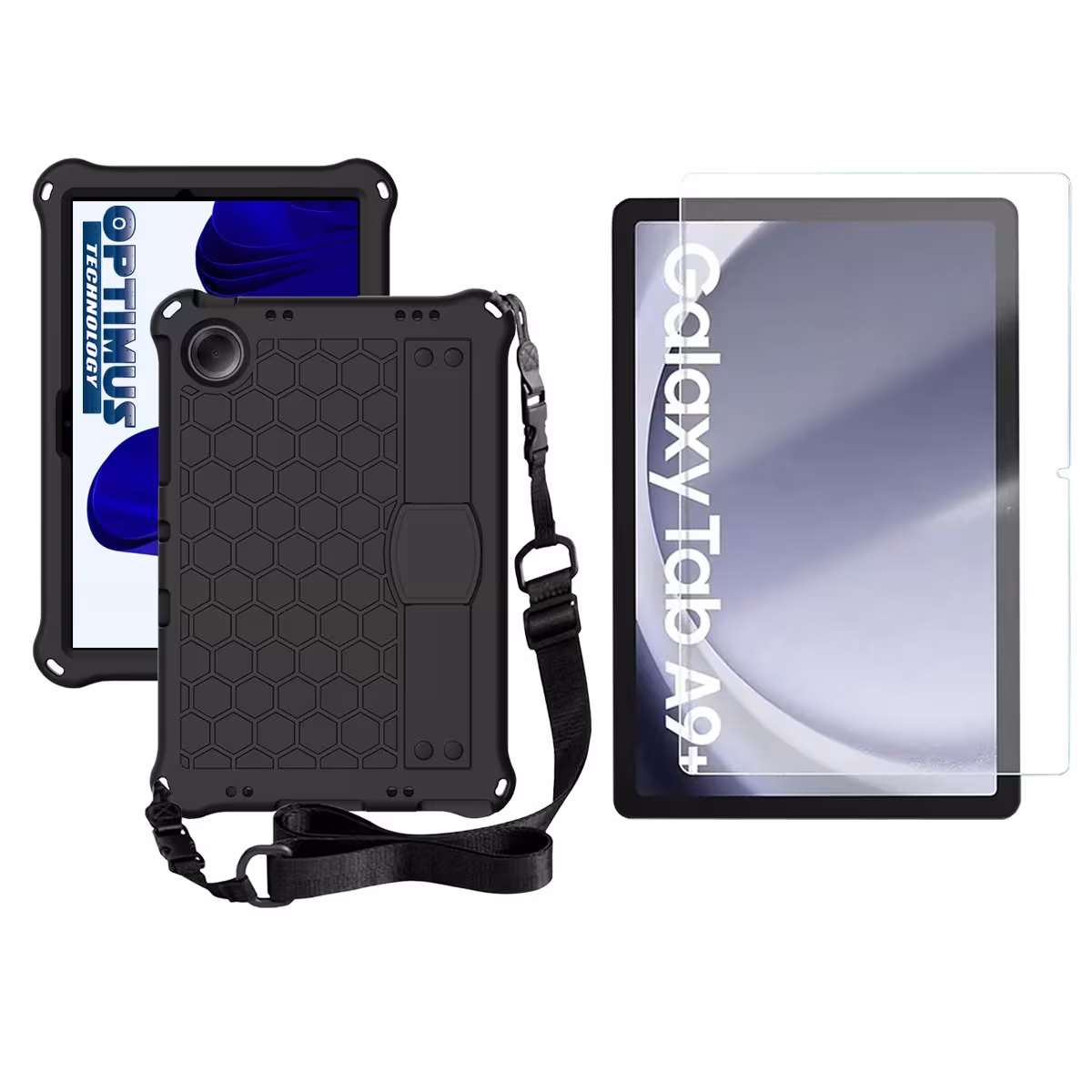 Kit Vidrio Cristal Templado Y Estuche Protector Anti golpes Correa para Tablet Samsung Galaxy Tab A9 Plus 11 Pulgadas SM-X210