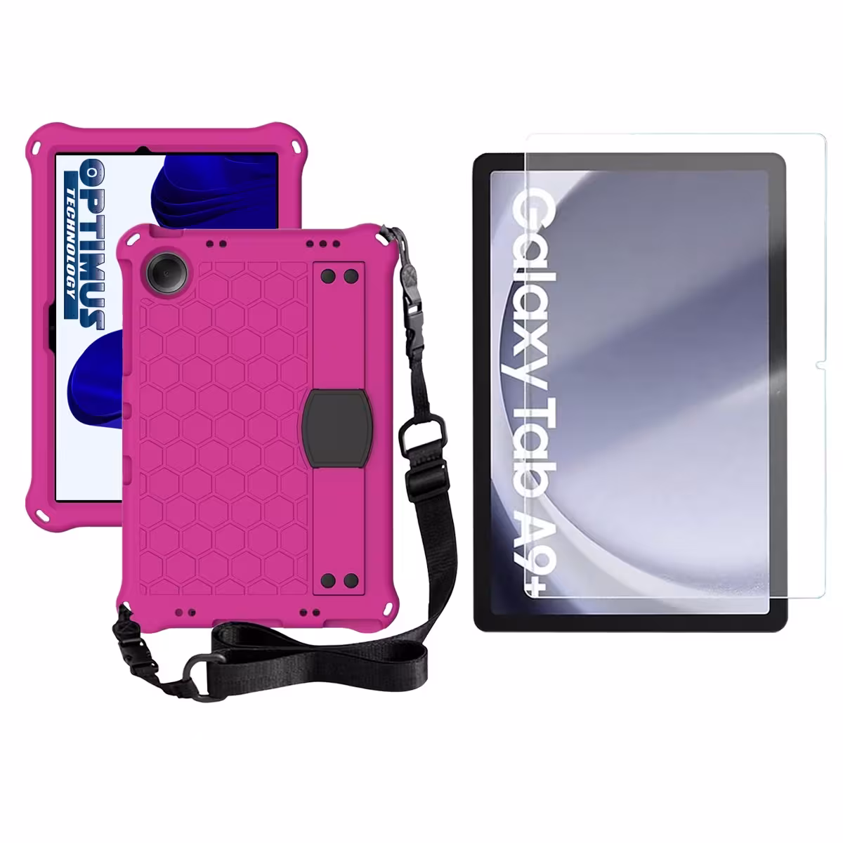 Kit Vidrio Cristal Templado Y Estuche Protector Anti golpes Correa para Tablet Samsung Galaxy Tab A9 Plus 11 Pulgadas SM-X210