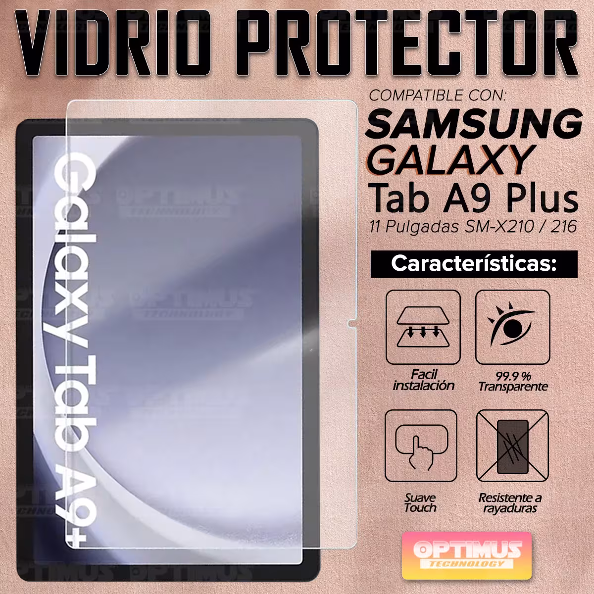 Kit Vidrio Cristal Templado Y Estuche Protector Anti golpes Correa para Tablet Samsung Galaxy Tab A9 Plus 11 Pulgadas SM-X210