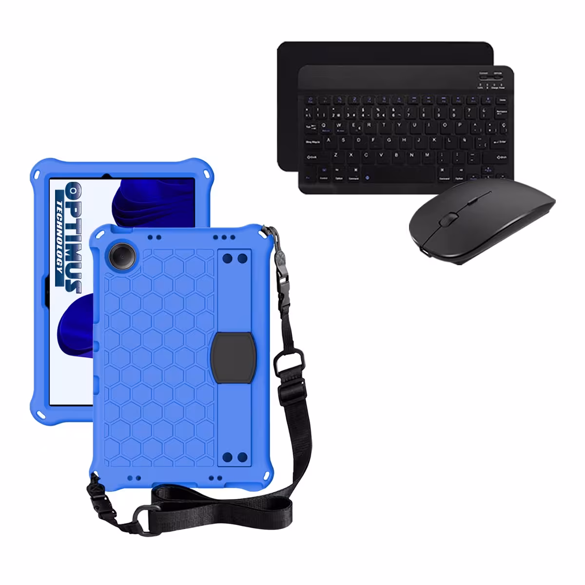 Kit Case Forro Protector con correa + Teclado y Mouse Bluetooth para Tablet Samsung Galaxy Tab A9 Plus 11 Pulgadas SM-X210