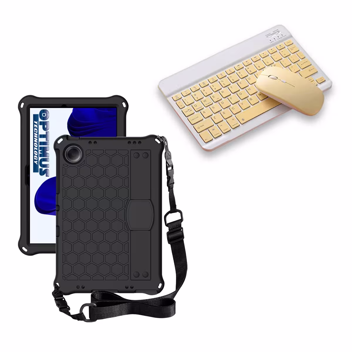 Kit Case Forro Protector con correa + Teclado y Mouse Bluetooth para Tablet Samsung Galaxy Tab A9 Plus 11 Pulgadas SM-X210
