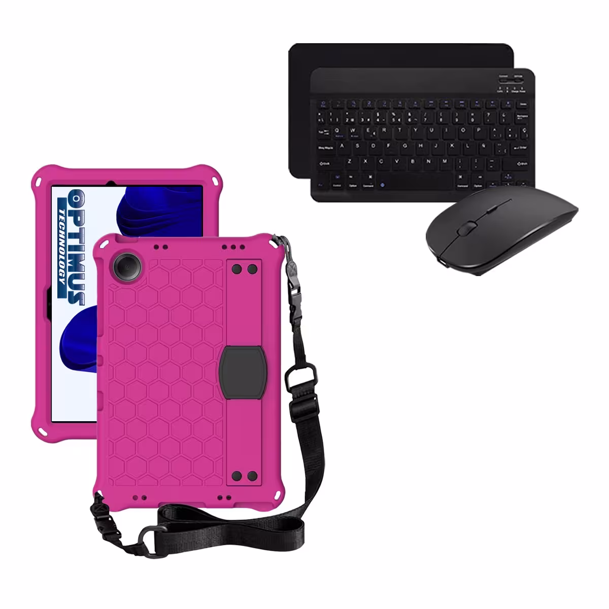 Kit Case Forro Protector con correa + Teclado y Mouse Bluetooth para Tablet Samsung Galaxy Tab A9 Plus 11 Pulgadas SM-X210