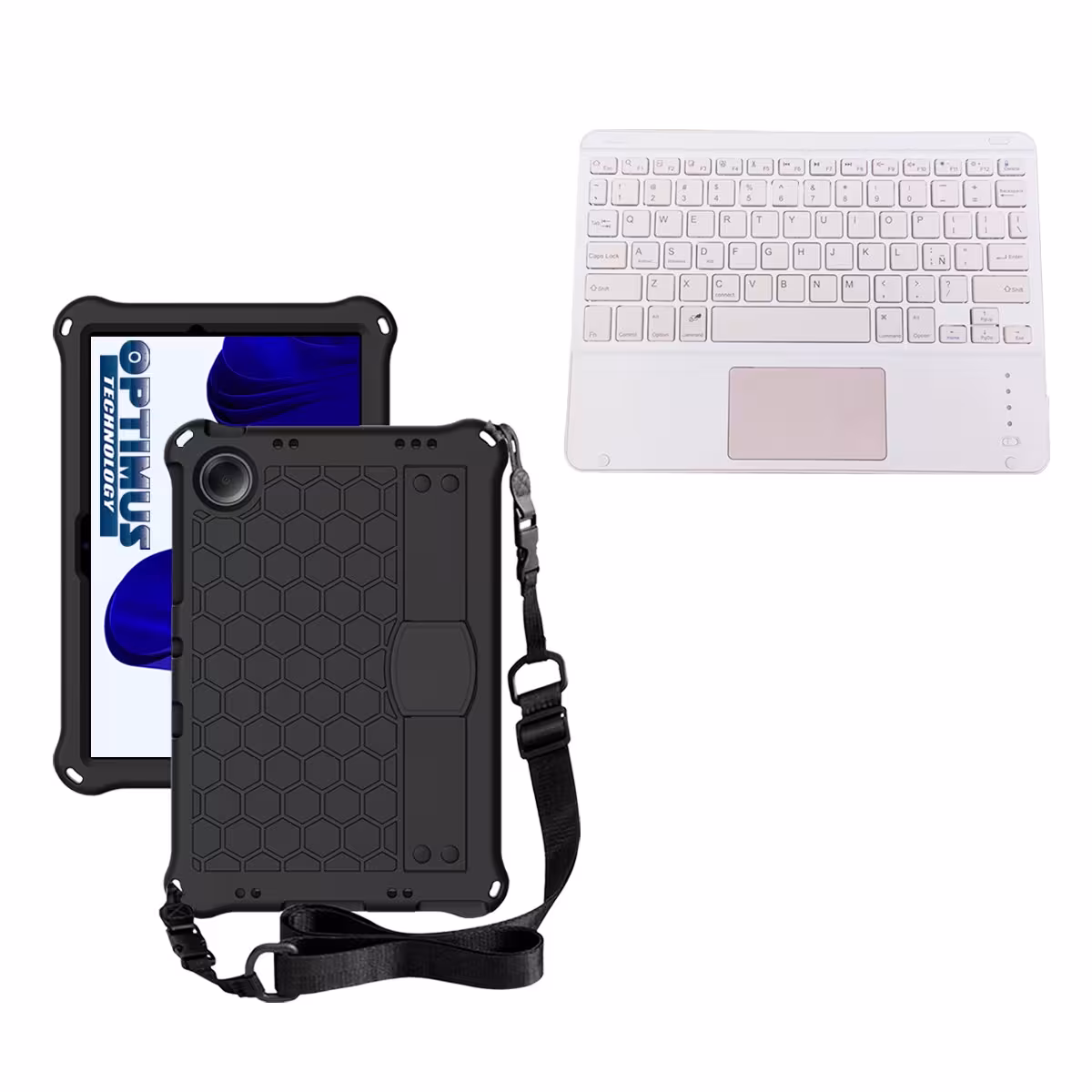 Kit Case Protector con correa + Teclado Mouse Touchpad Bluetooth para Tablet Samsung Galaxy Tab A9 Plus 11 Pulgadas SM-X210