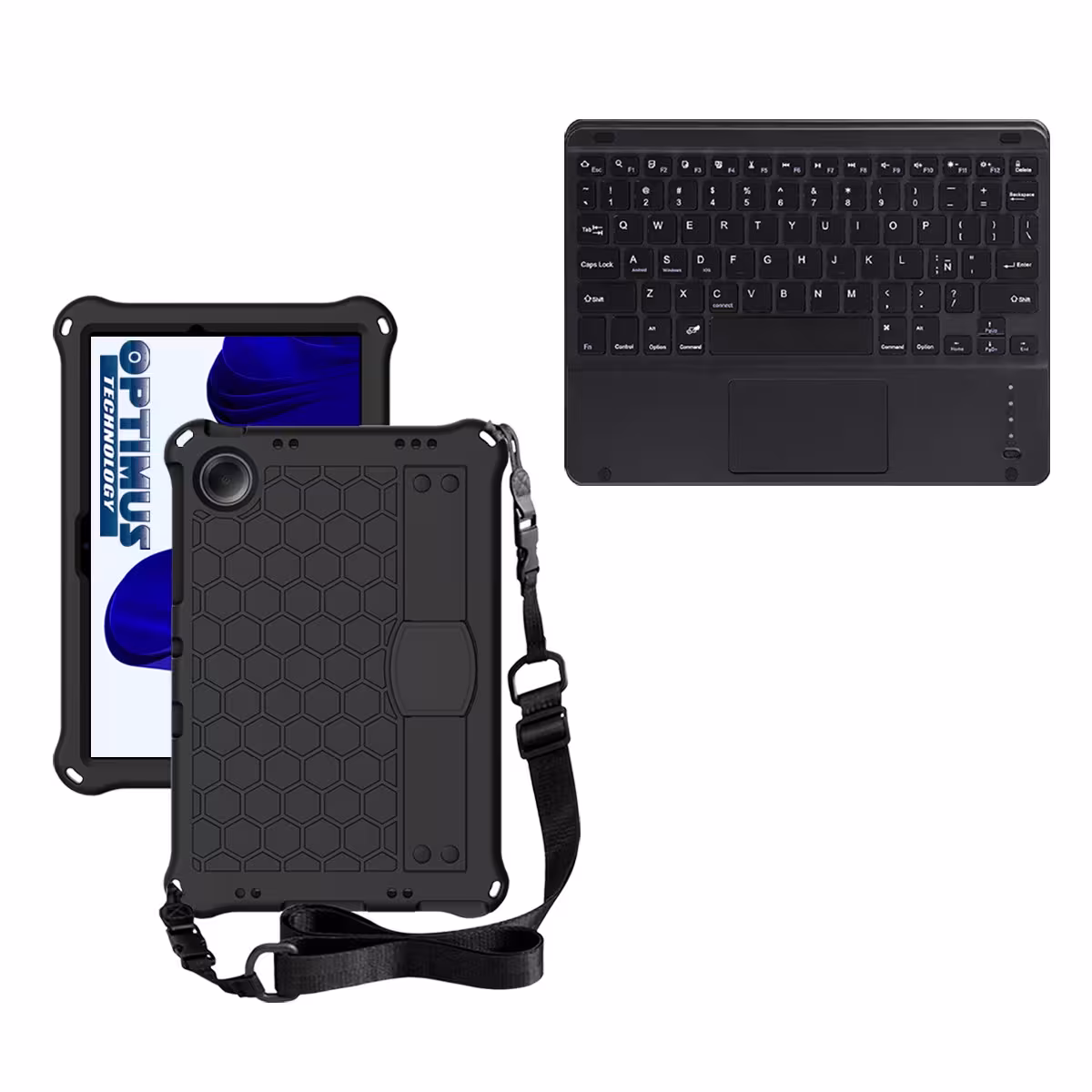 Kit Case Protector con correa + Teclado Mouse Touchpad Bluetooth para Tablet Samsung Galaxy Tab A9 Plus 11 Pulgadas SM-X210