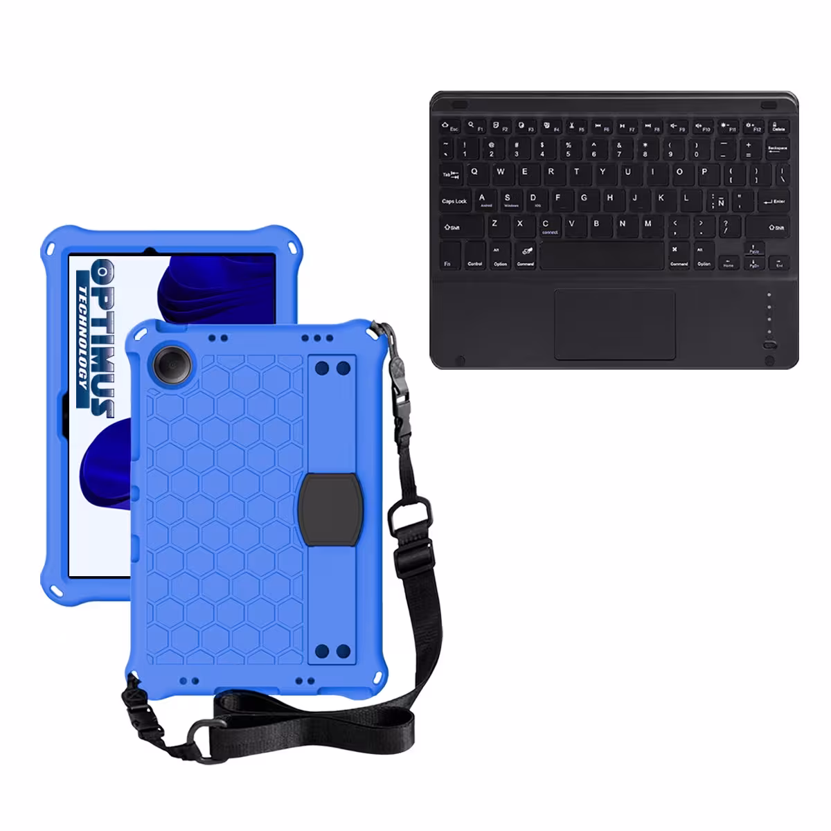Kit Case Protector con correa + Teclado Mouse Touchpad Bluetooth para Tablet Samsung Galaxy Tab A9 Plus 11 Pulgadas SM-X210