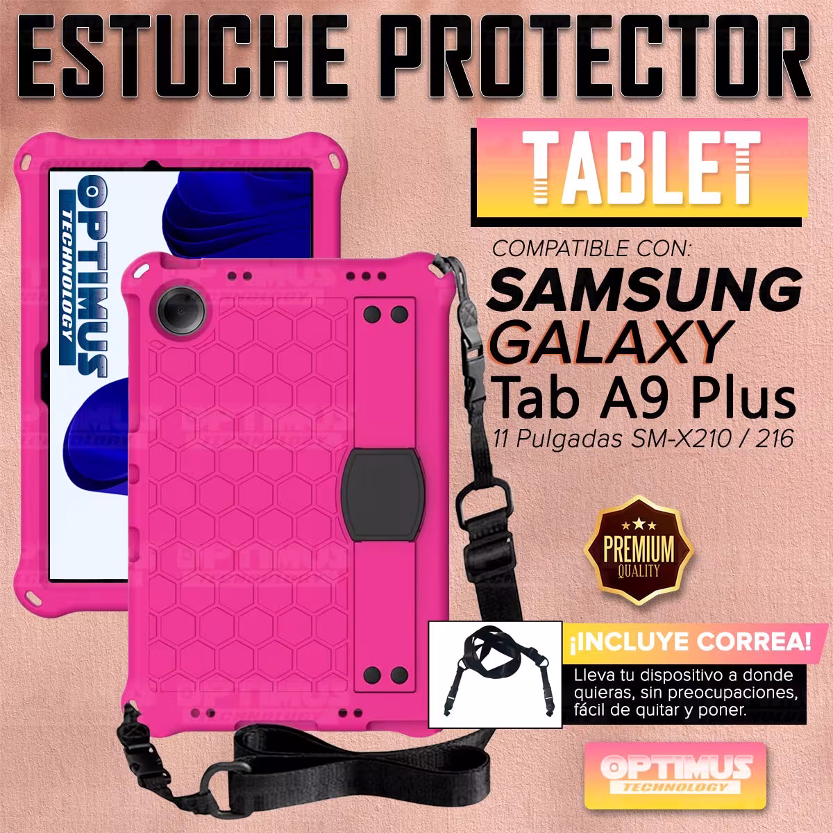 Kit Case Protector con correa + Teclado Mouse Touchpad Bluetooth para Tablet Samsung Galaxy Tab A9 Plus 11 Pulgadas SM-X210