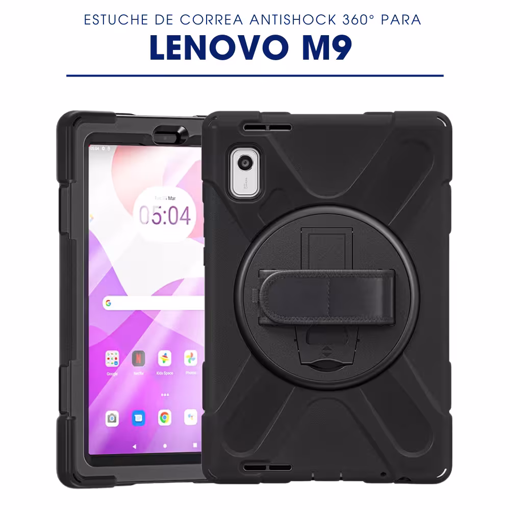 Estuche Protector con Correa y soporte giratorio 360° Tablet Lenovo Tab M9 9 Pulgadas LTE 2023 TB310FU / TB-310XU Anti golpes
