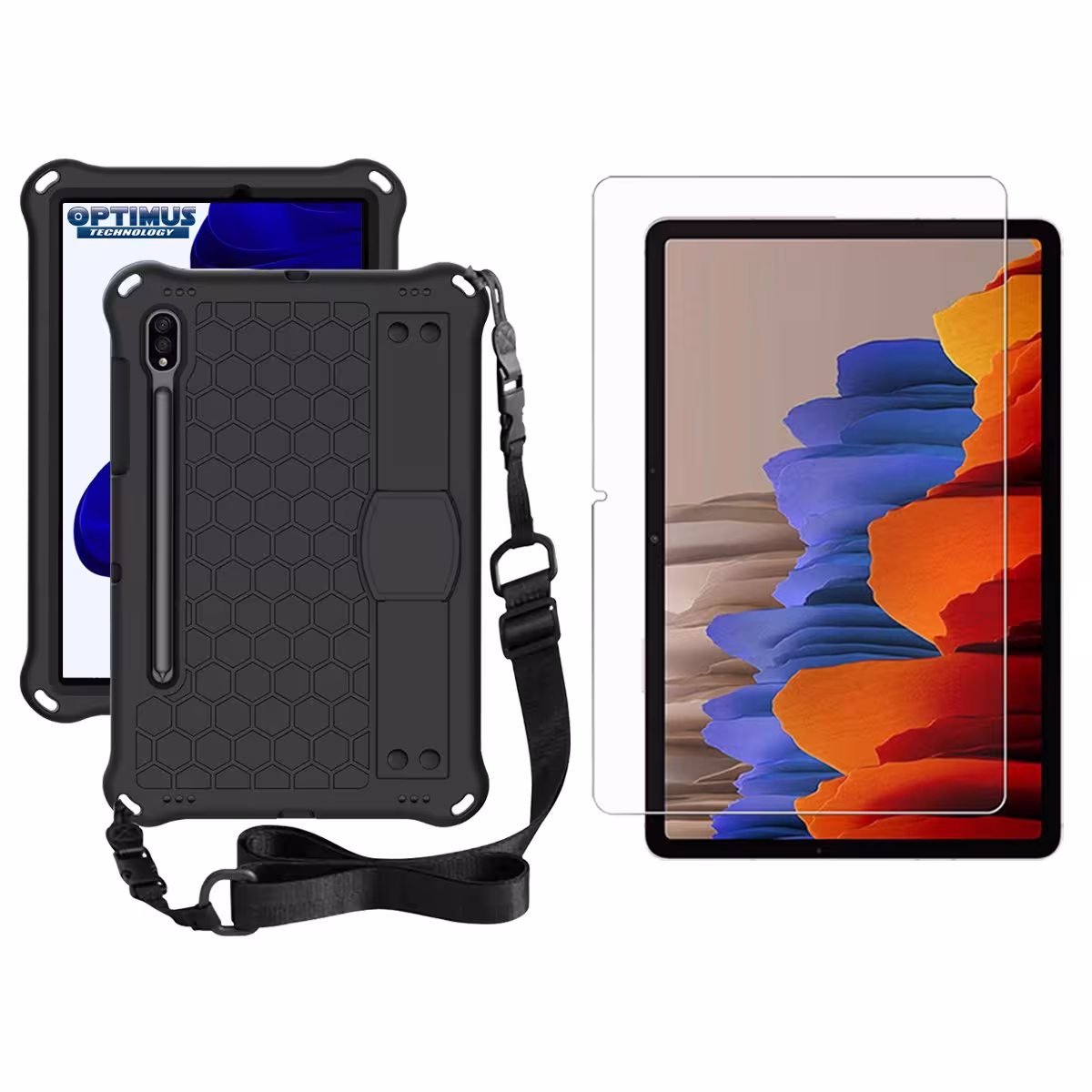 Kit Vidrio Templado Y Estuche Protector Correa para Tablet Samsung Galaxy Tab S9 FE 10.9 Pulgadas 2023 SM-X510 SM-X516B
