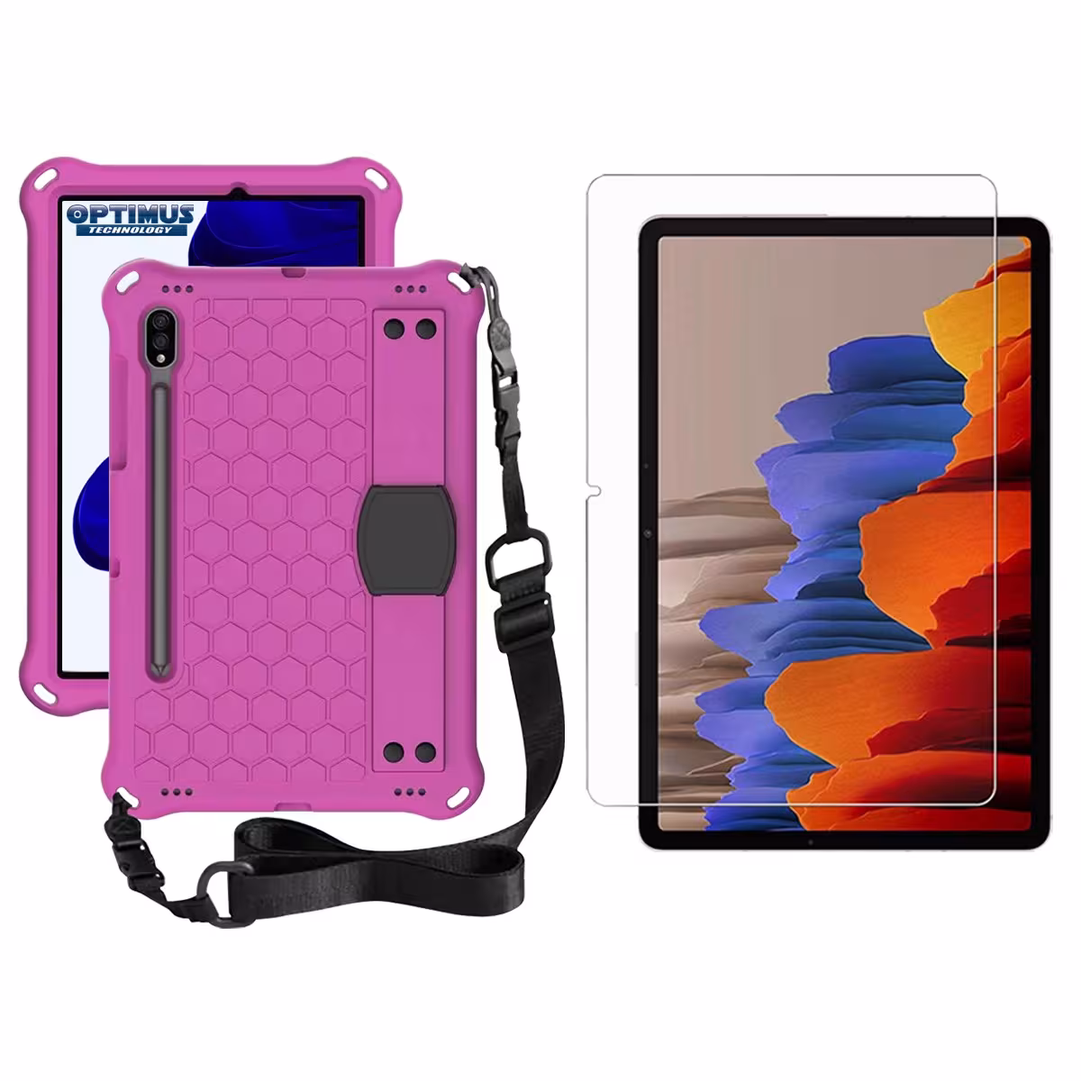 Kit Vidrio Templado Y Estuche Protector Correa para Tablet Samsung Galaxy Tab S9 FE 10.9 Pulgadas 2023 SM-X510 SM-X516B