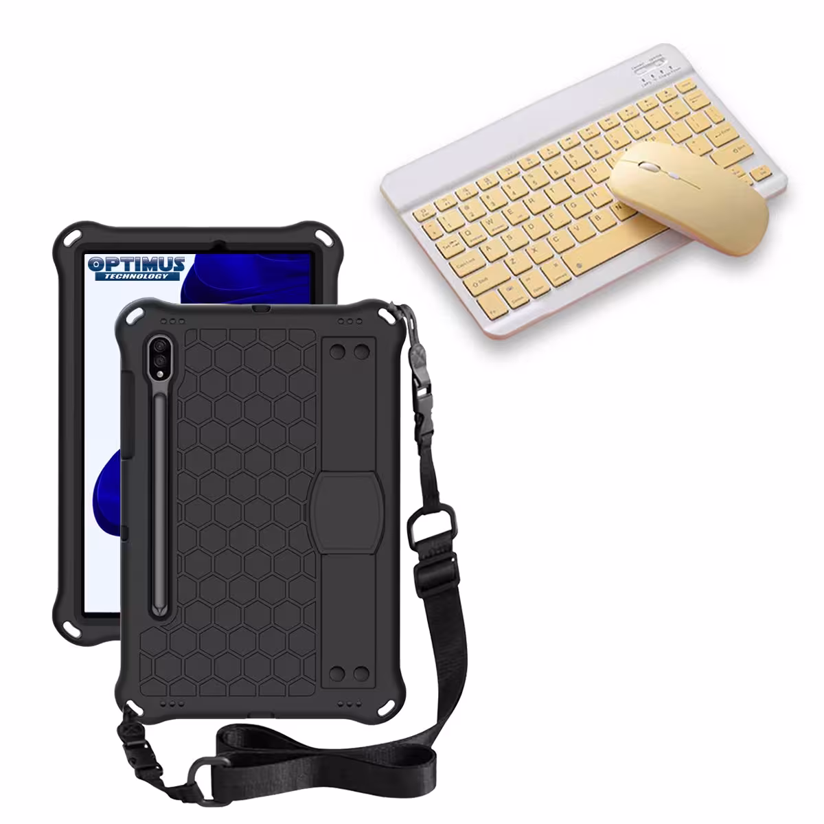 Kit Case Forro Protector con correa + Teclado y Mouse Bluetooth para Tablet Samsung Galaxy Tab S9 FE 10.9 Pulgadas 2023 SM-X510