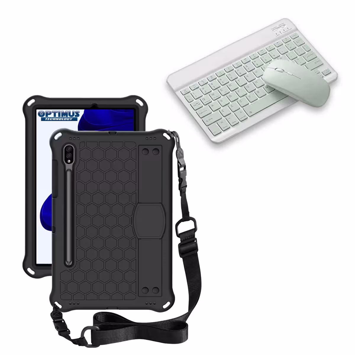 Kit Case Forro Protector con correa + Teclado y Mouse Bluetooth para Tablet Samsung Galaxy Tab S9 FE 10.9 Pulgadas 2023 SM-X510