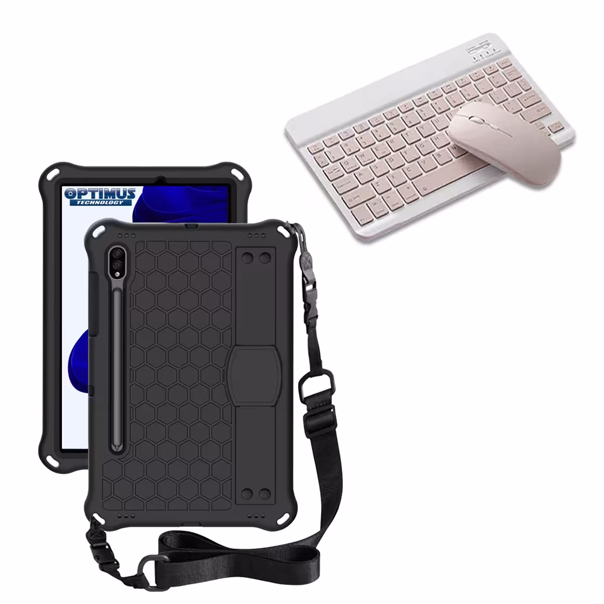 Kit Case Forro Protector con correa + Teclado y Mouse Bluetooth para Tablet Samsung Galaxy Tab S9 FE 10.9 Pulgadas 2023 SM-X510