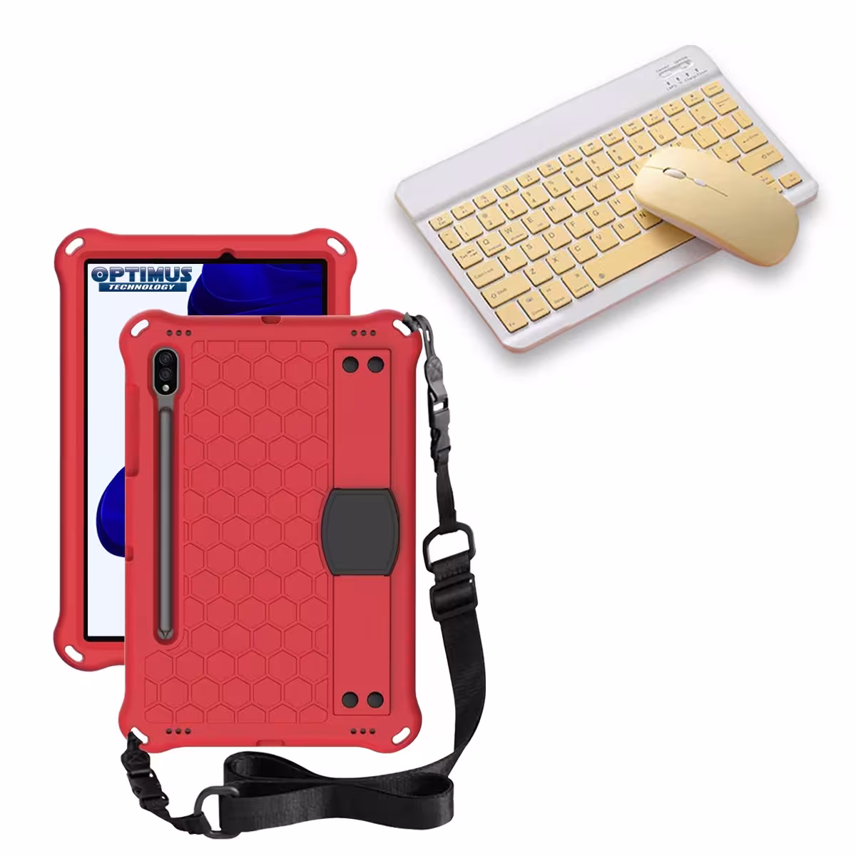 Kit Case Forro Protector con correa + Teclado y Mouse Bluetooth para Tablet Samsung Galaxy Tab S9 FE 10.9 Pulgadas 2023 SM-X510
