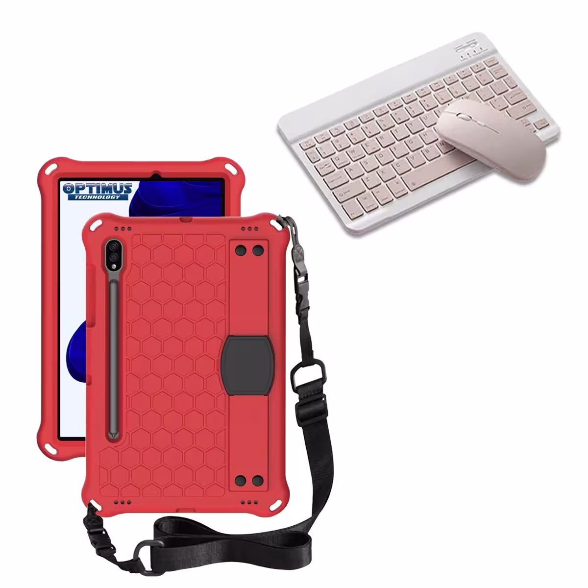 Kit Case Forro Protector con correa + Teclado y Mouse Bluetooth para Tablet Samsung Galaxy Tab S9 FE 10.9 Pulgadas 2023 SM-X510
